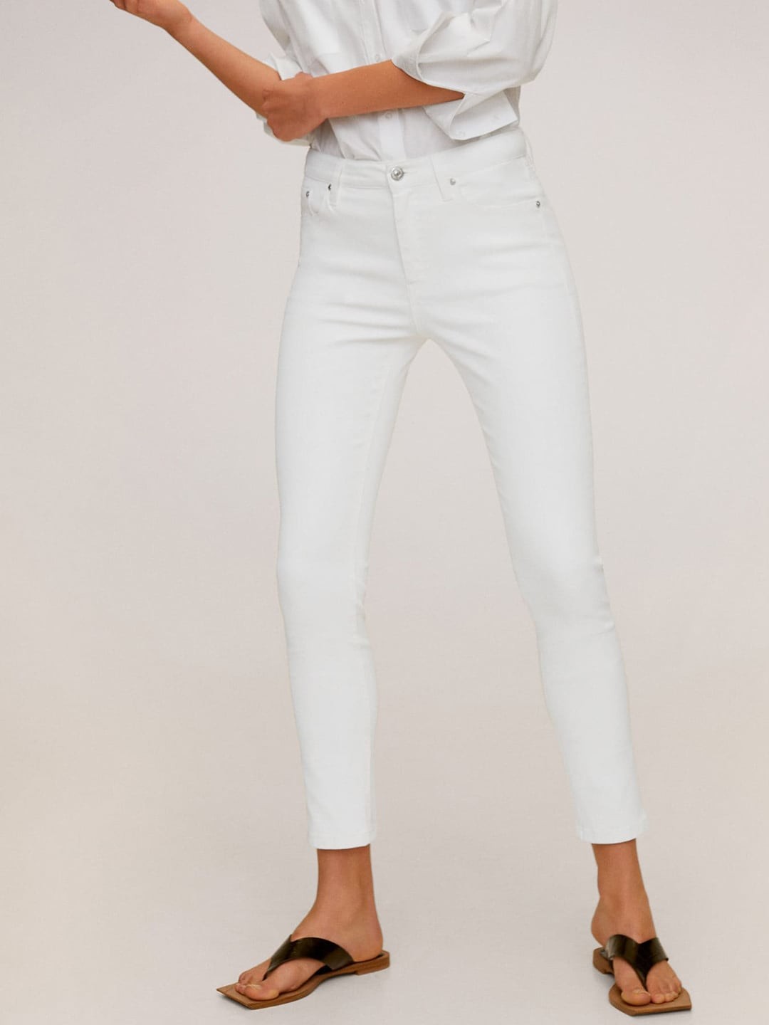 

MANGO Women White Skinny Fit Mid-Rise Clean Look Stretchable Sustainable Jeans