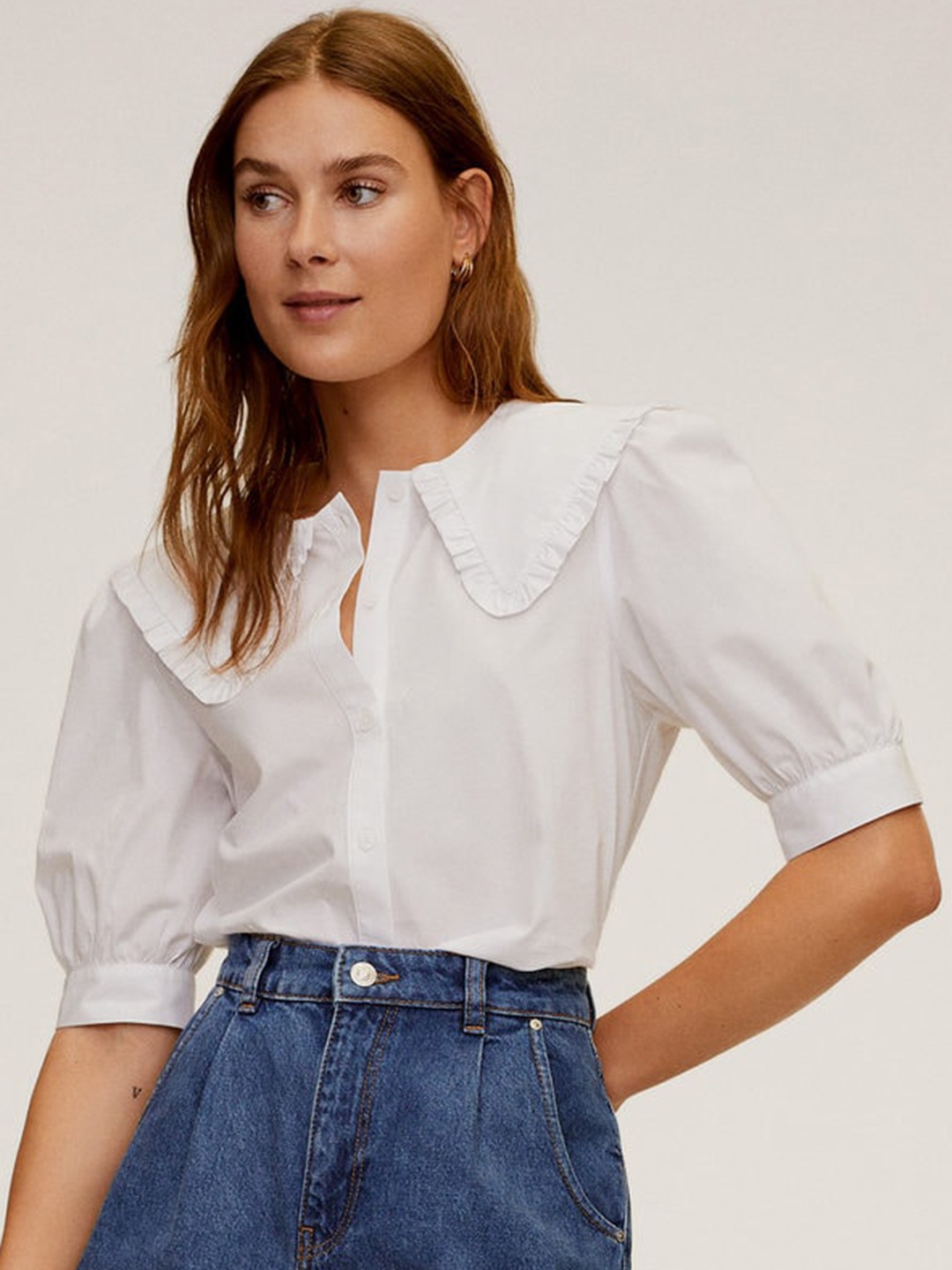 

MANGO Women White Regular Fit Solid Casual Shirt