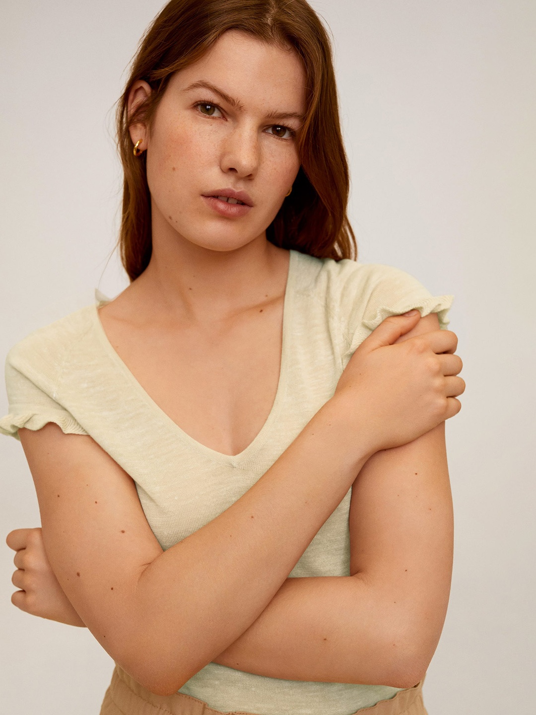 

MANGO Women Beige Solid Top