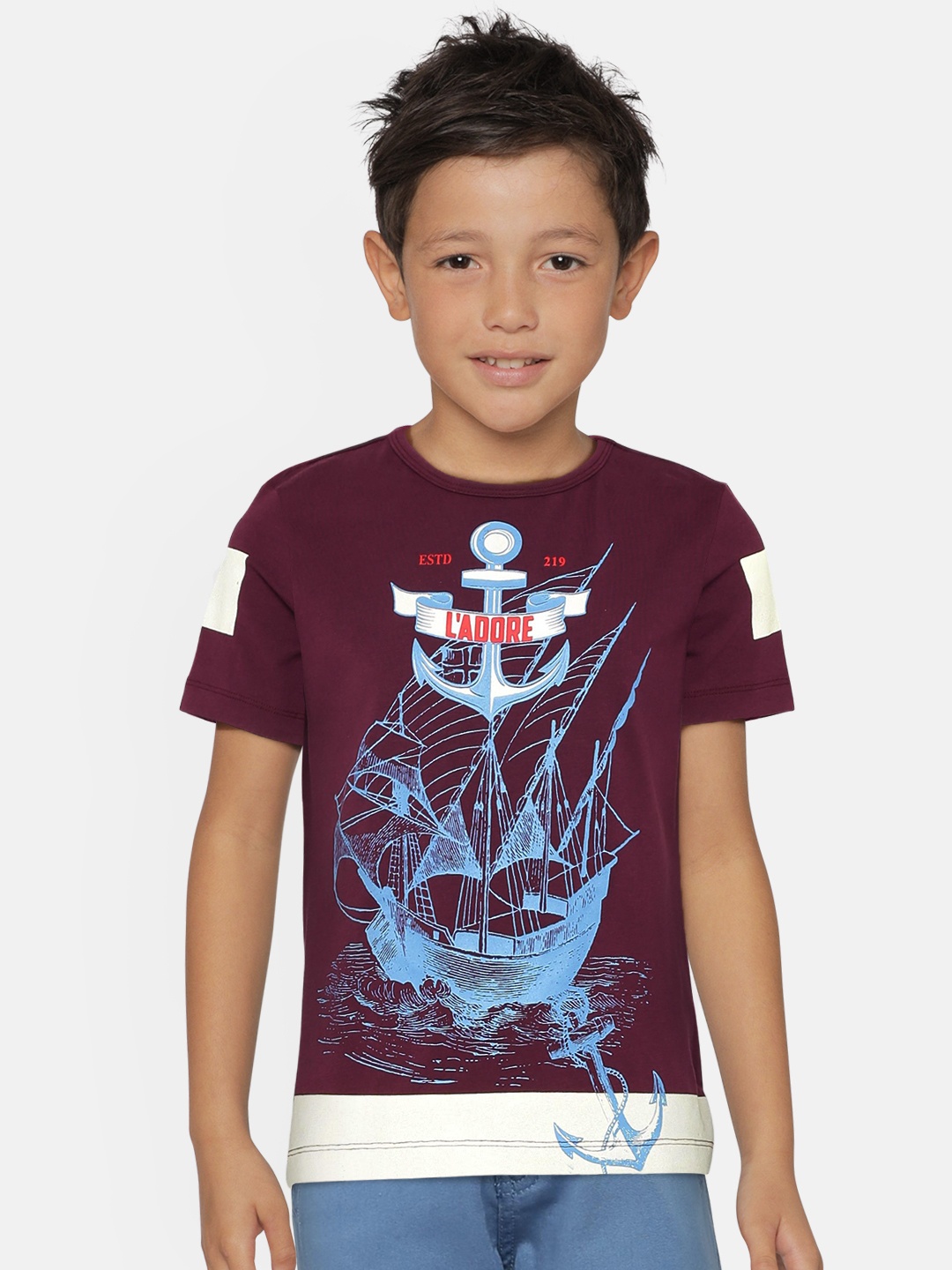 

LAdore Boys Purple Printed Round Neck T-shirt
