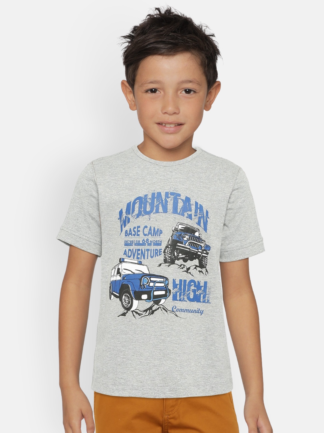 

LAdore Boys Grey Melange Printed Round Neck T-shirt