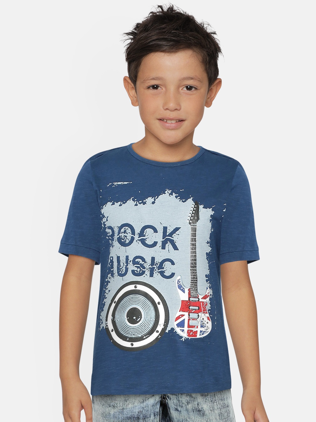 

LAdore Boys Blue Printed Round Neck Pure Cotton T-shirt