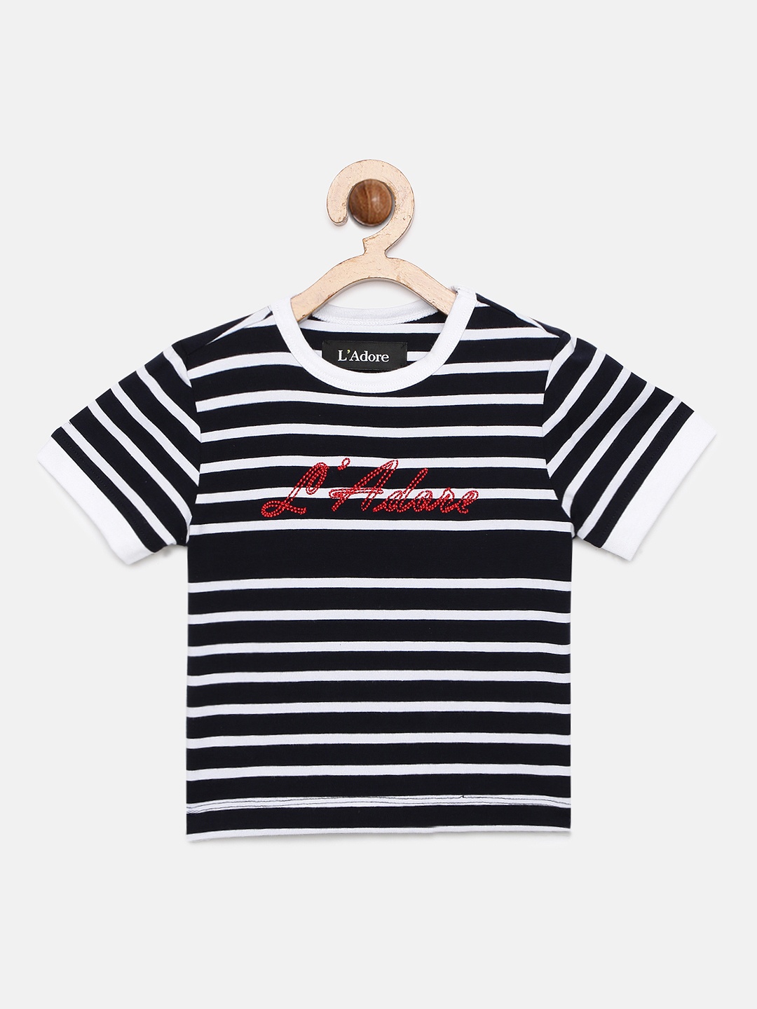 

LAdore Boys Black Striped Round Neck T-shirt