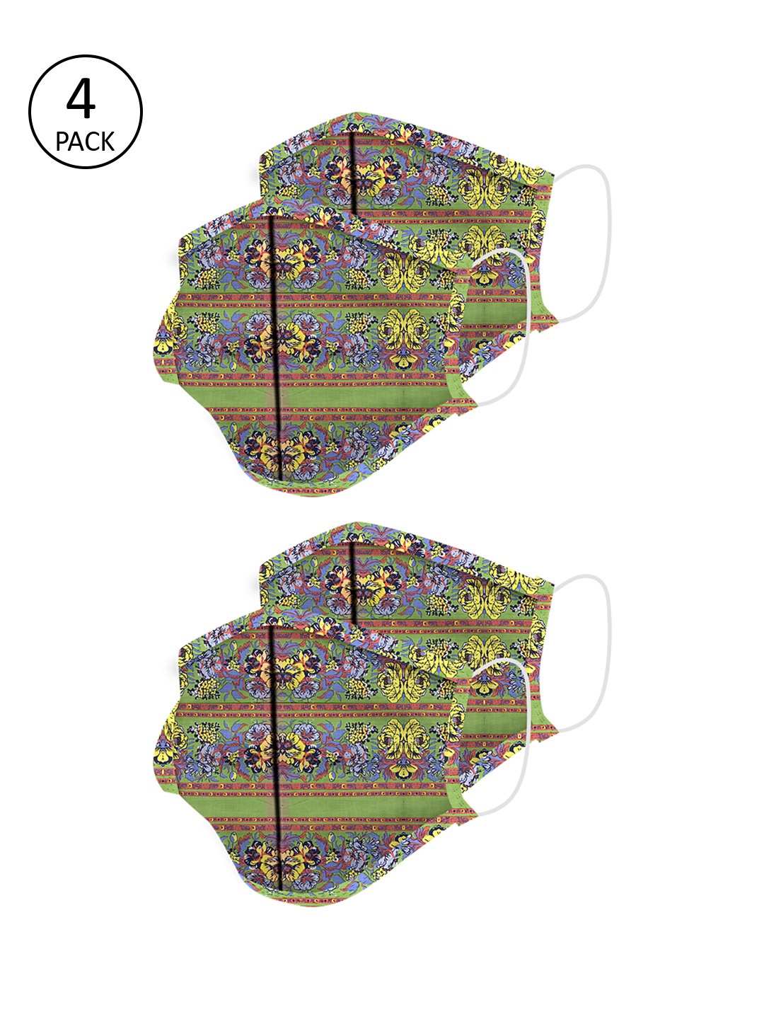

Voylla Unisex Blue & Green Printed 4 Pcs 2 Ply Reusable Outdoor Fabric Masks