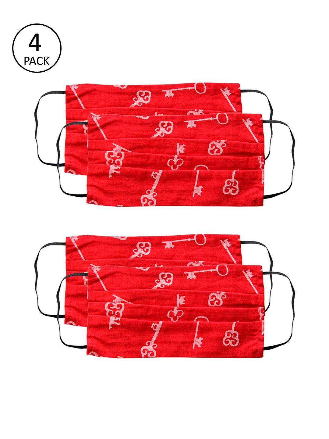 

Voylla Unisex Red & White Printed 4 Pcs 2 Ply Reusable Outdoor Fabric Masks