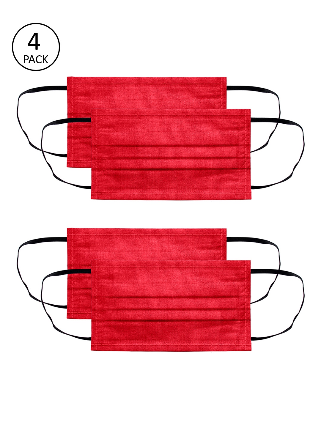 

Voylla Unisex Red Solid 4 Pcs 2 Ply Reusable Outdoor Fabric Masks