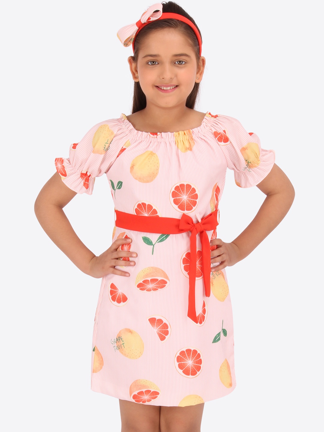 

CUTECUMBER Girls Pink Printed Sheath Dress