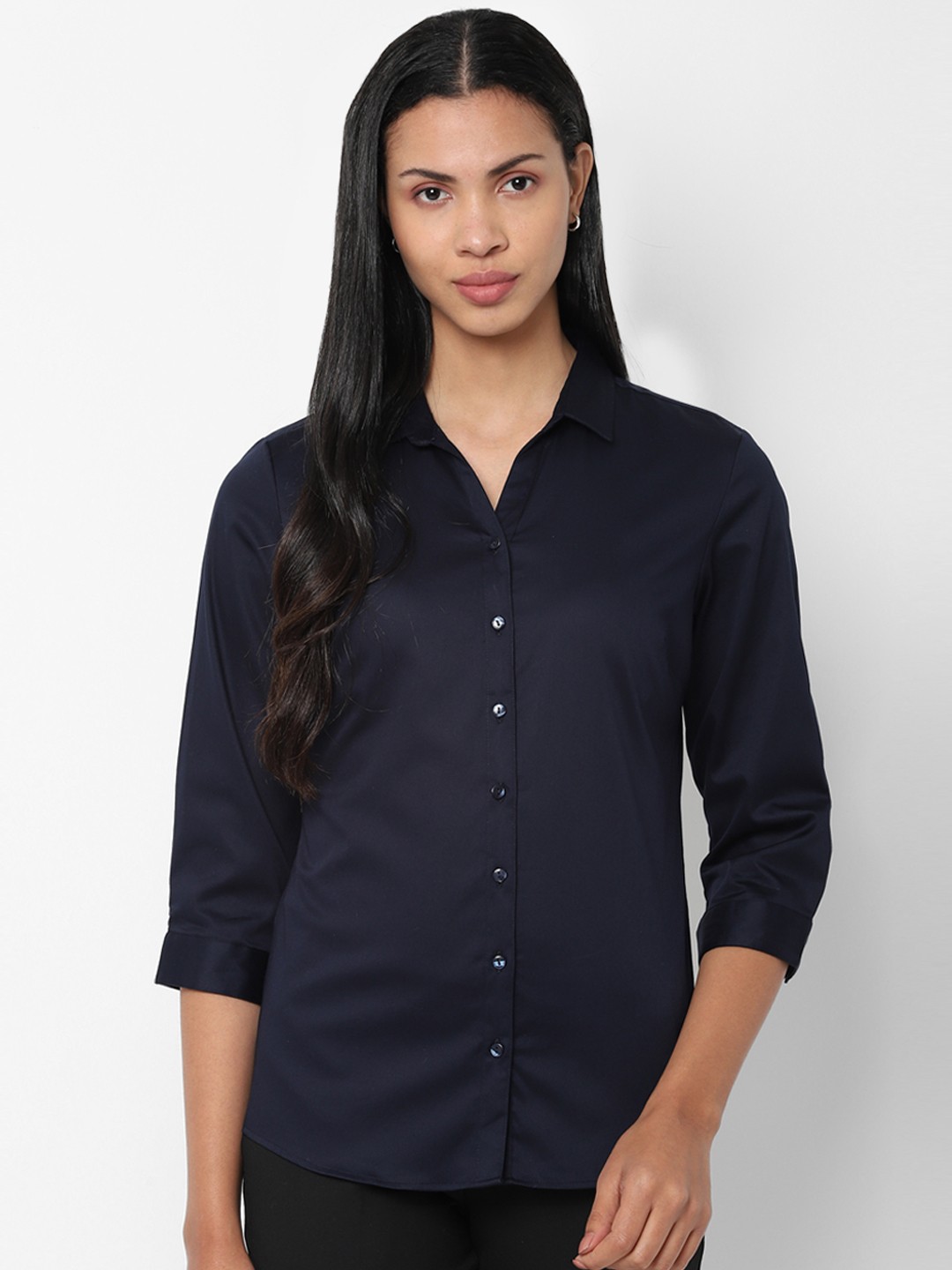 

Allen Solly Woman Women Navy Blue Slim Fit Solid Formal Shirt