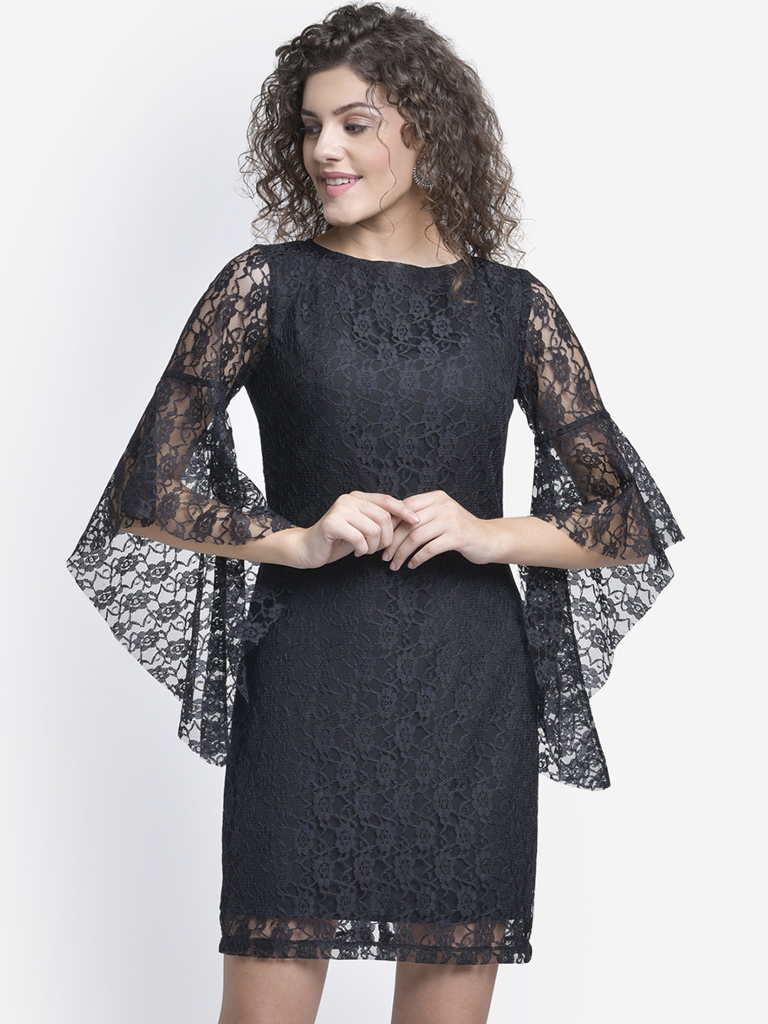 

Martini Women Black Self Design Sheath Dress