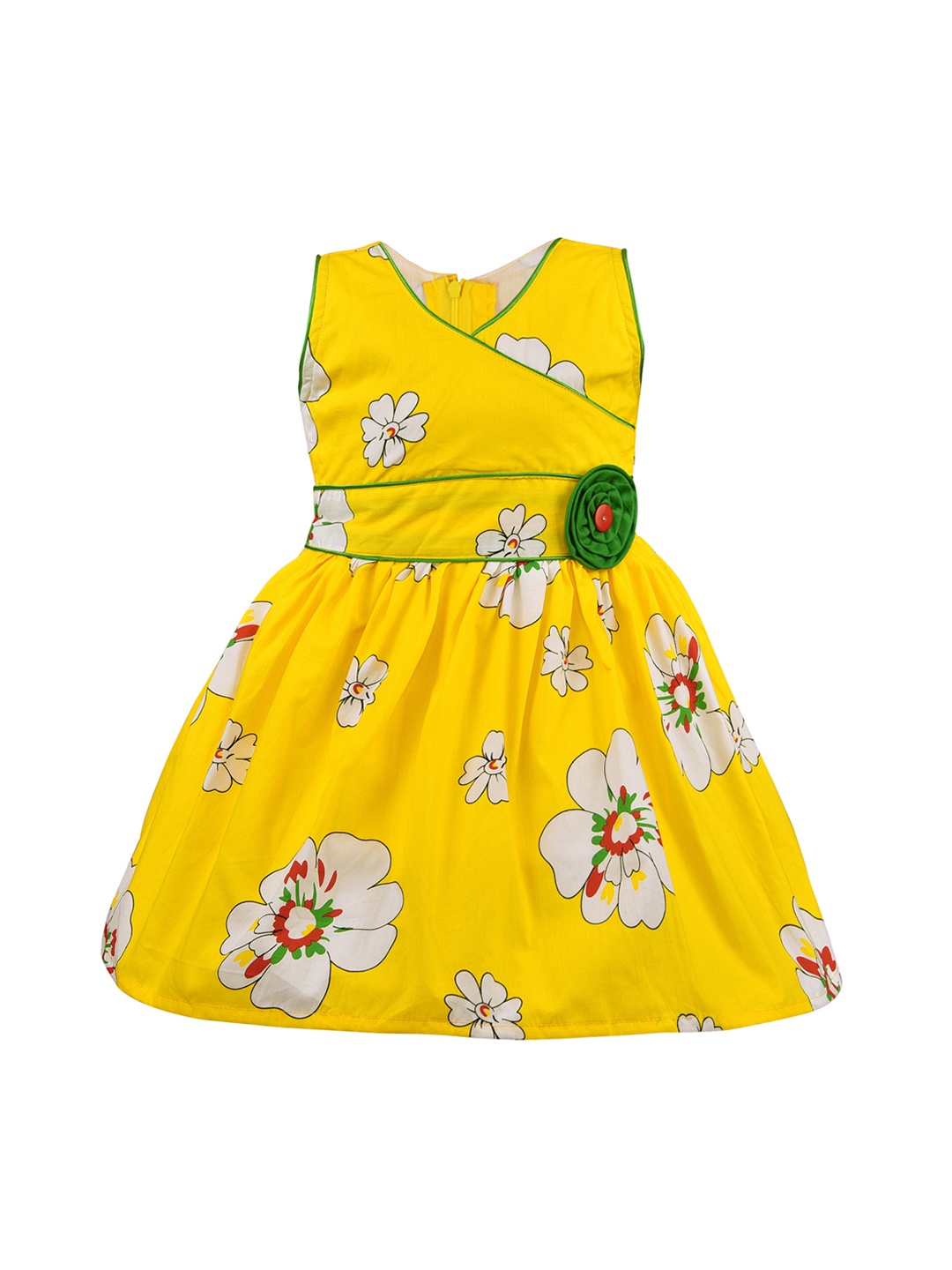 

Wish Karo Girls Yellow Floral Print Fit and Flare Dress