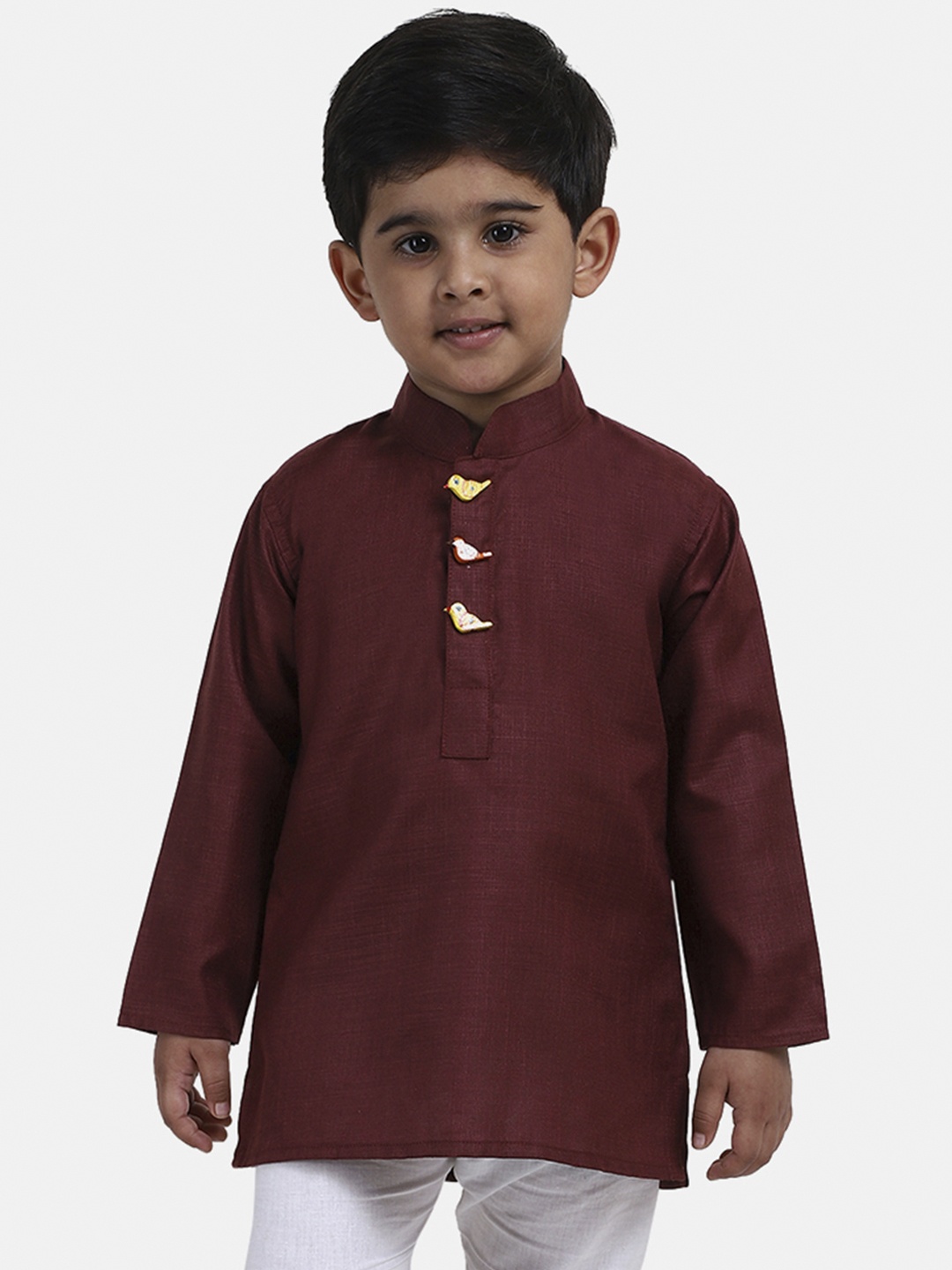 

BownBee Boys Maroon Solid Straight Kurta