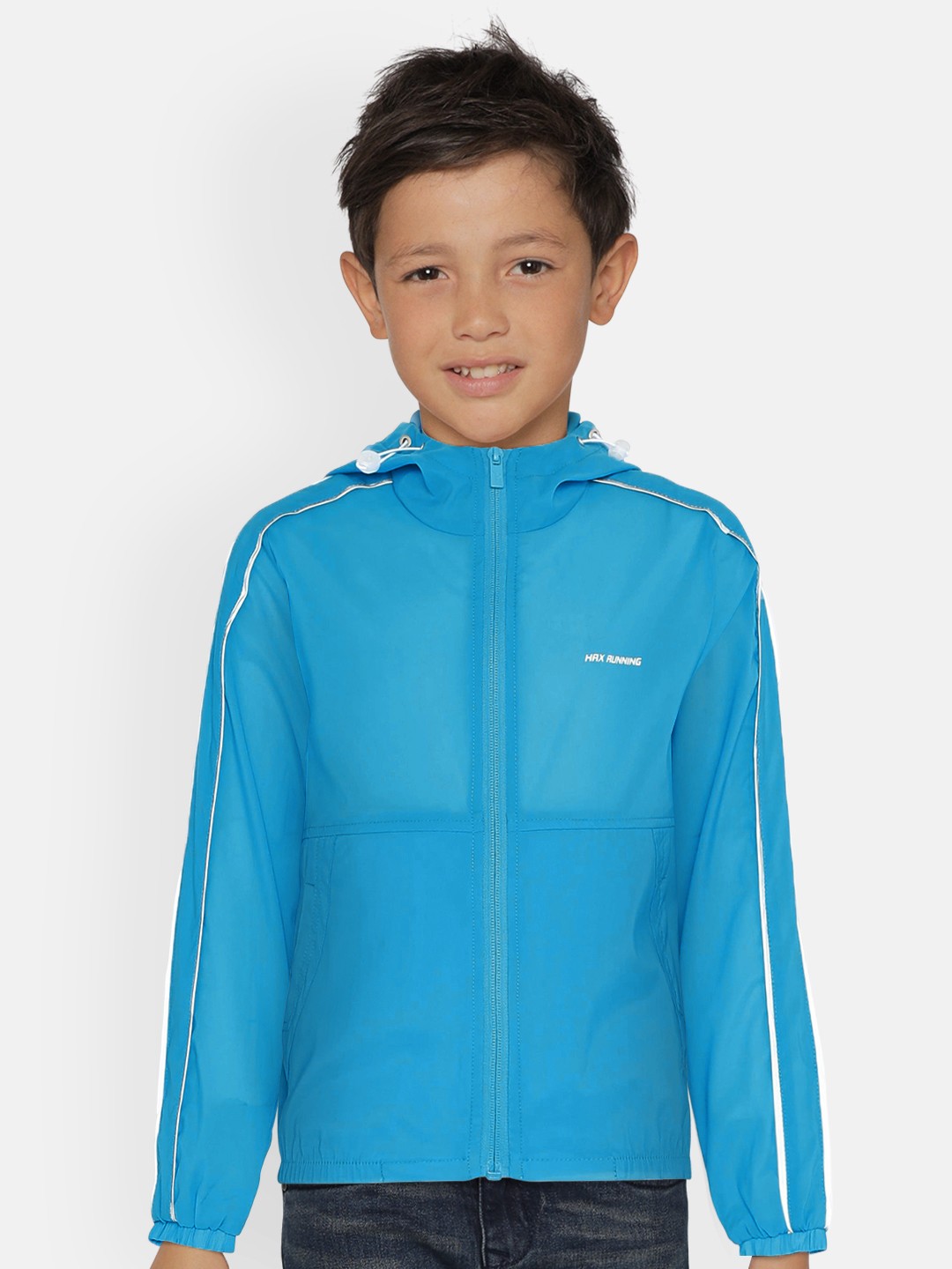 

HRX by Hrithik Roshan Boys Turquise Blue Solid Rapid-Dry, Antimicrobial Active Jacket
