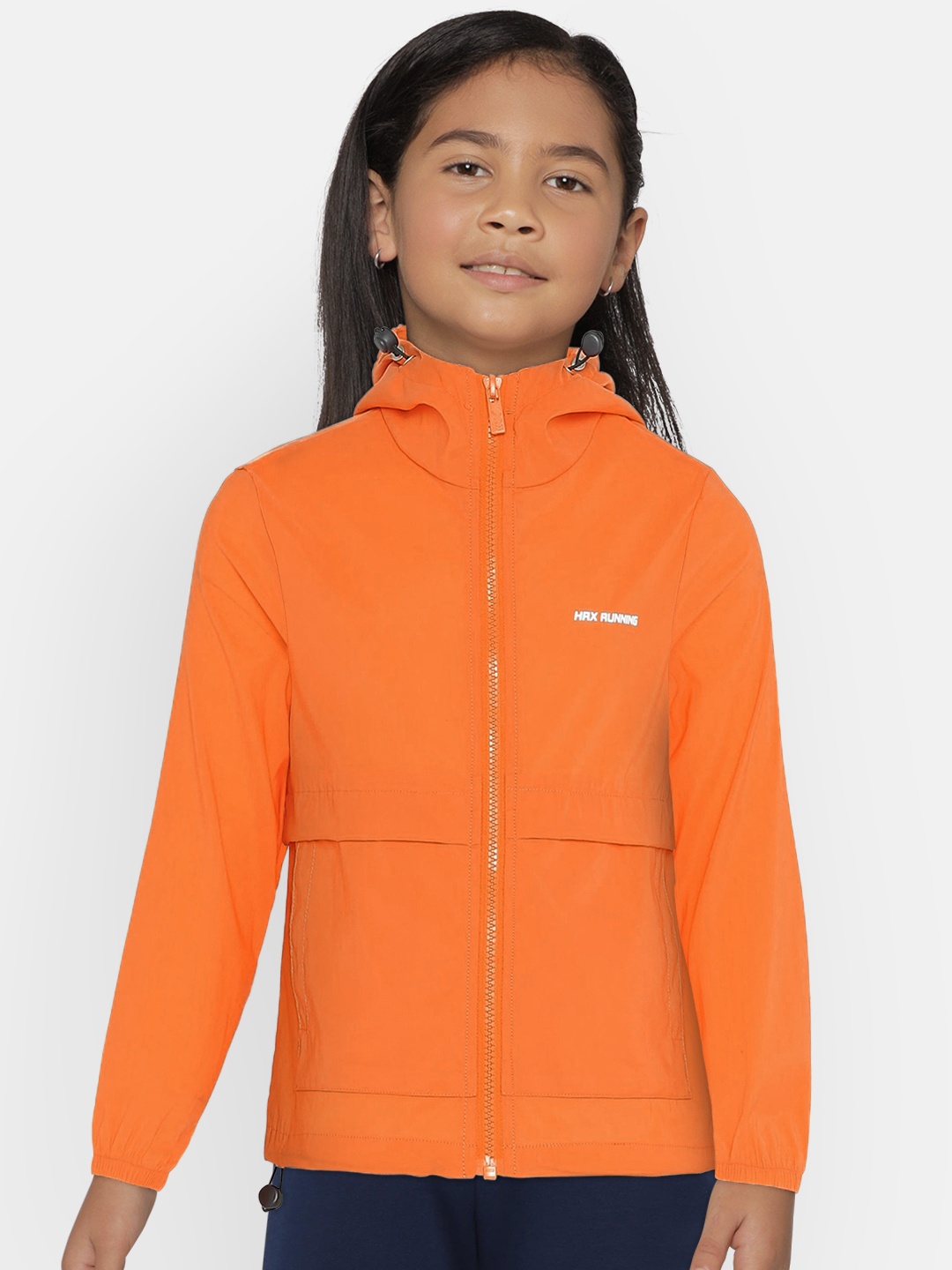 

HRX by Hrithik Roshan Girls Orange Antimicrobial, Rapid-Dry Active Jacket