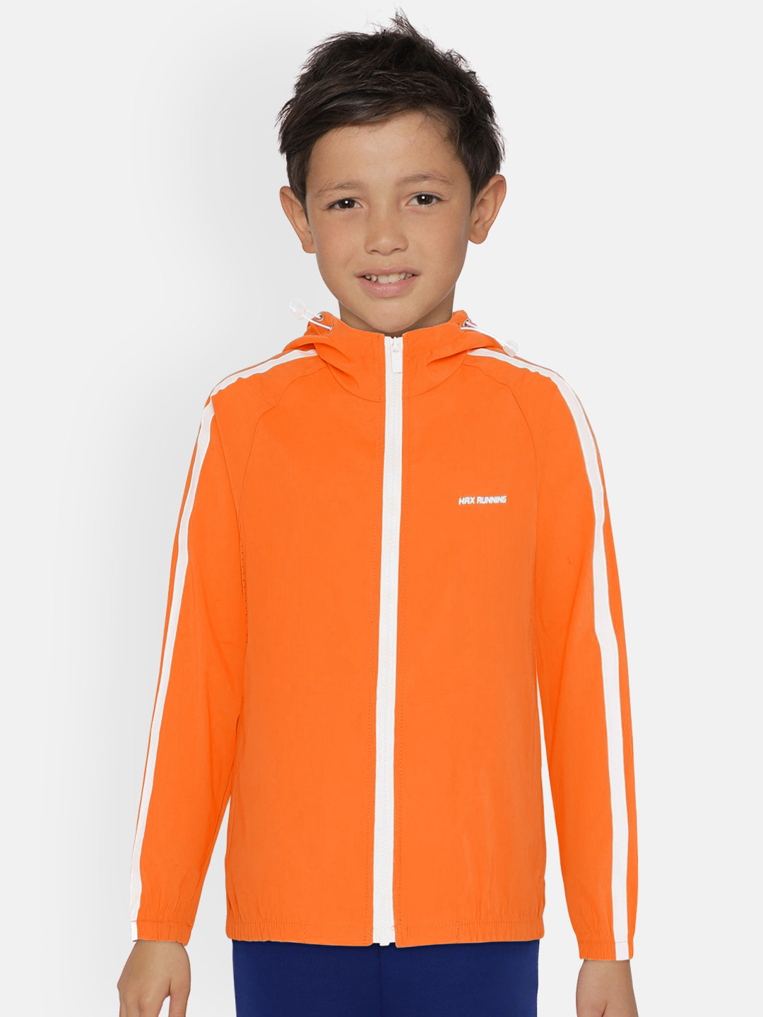 

HRX by Hrithik Roshan Boys Sunset Orange Solid Rapid-Dry, Antimicrobial Active Jacket