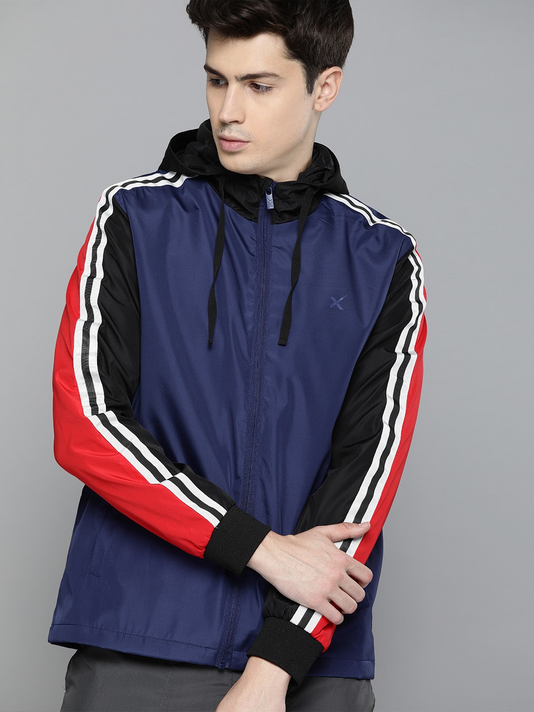 

HRX by Hrithik Roshan Men Navy Blue Solid Rapid-Dry Antimicrobial Lifestyle Jacket