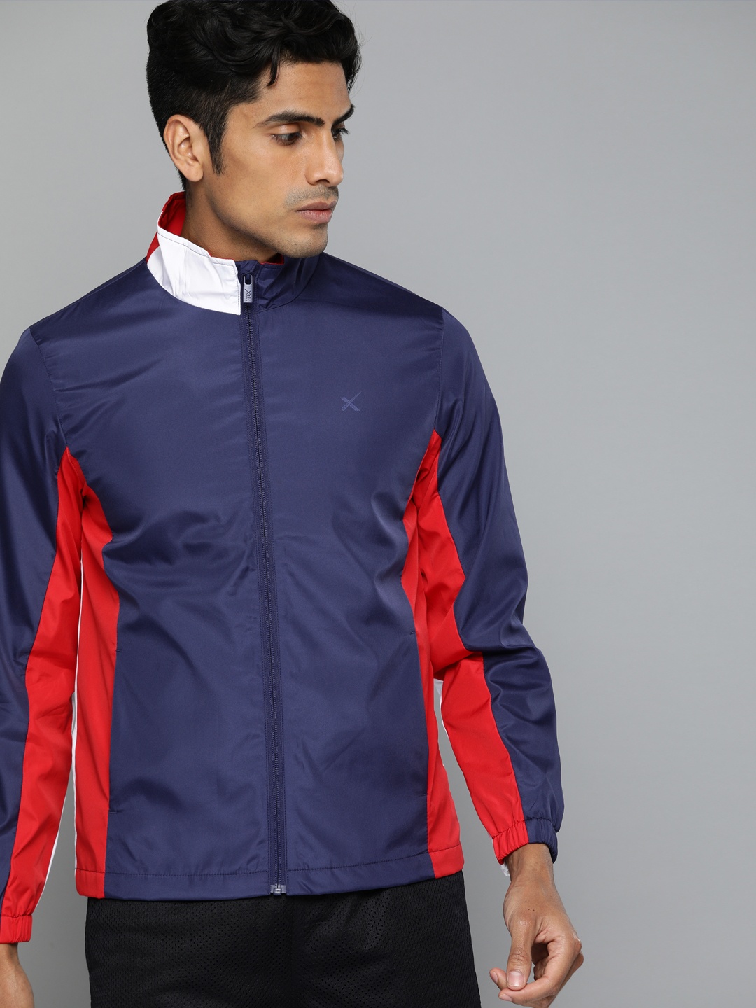 

HRX by Hrithik Roshan Men Navy Blue Colourblocked Rapid-Dry Antimicrobial Lifestyle Jacket