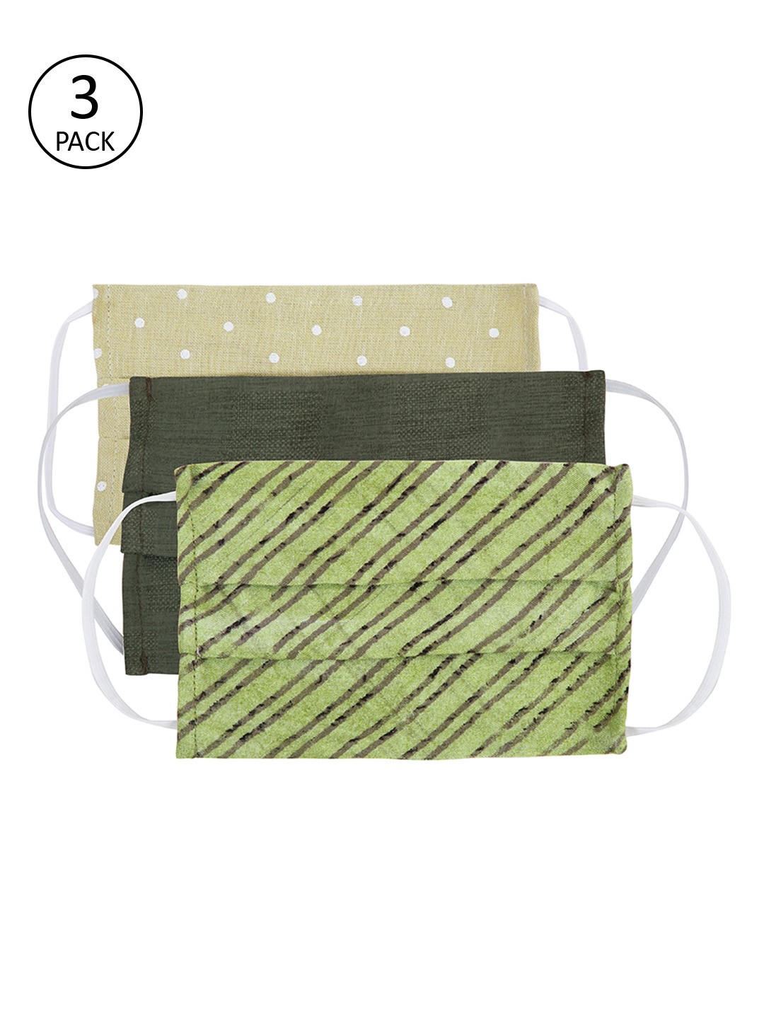 

FabAlley Adults Pack of 3 Reusable 2-Layer Cloth Mask, Green