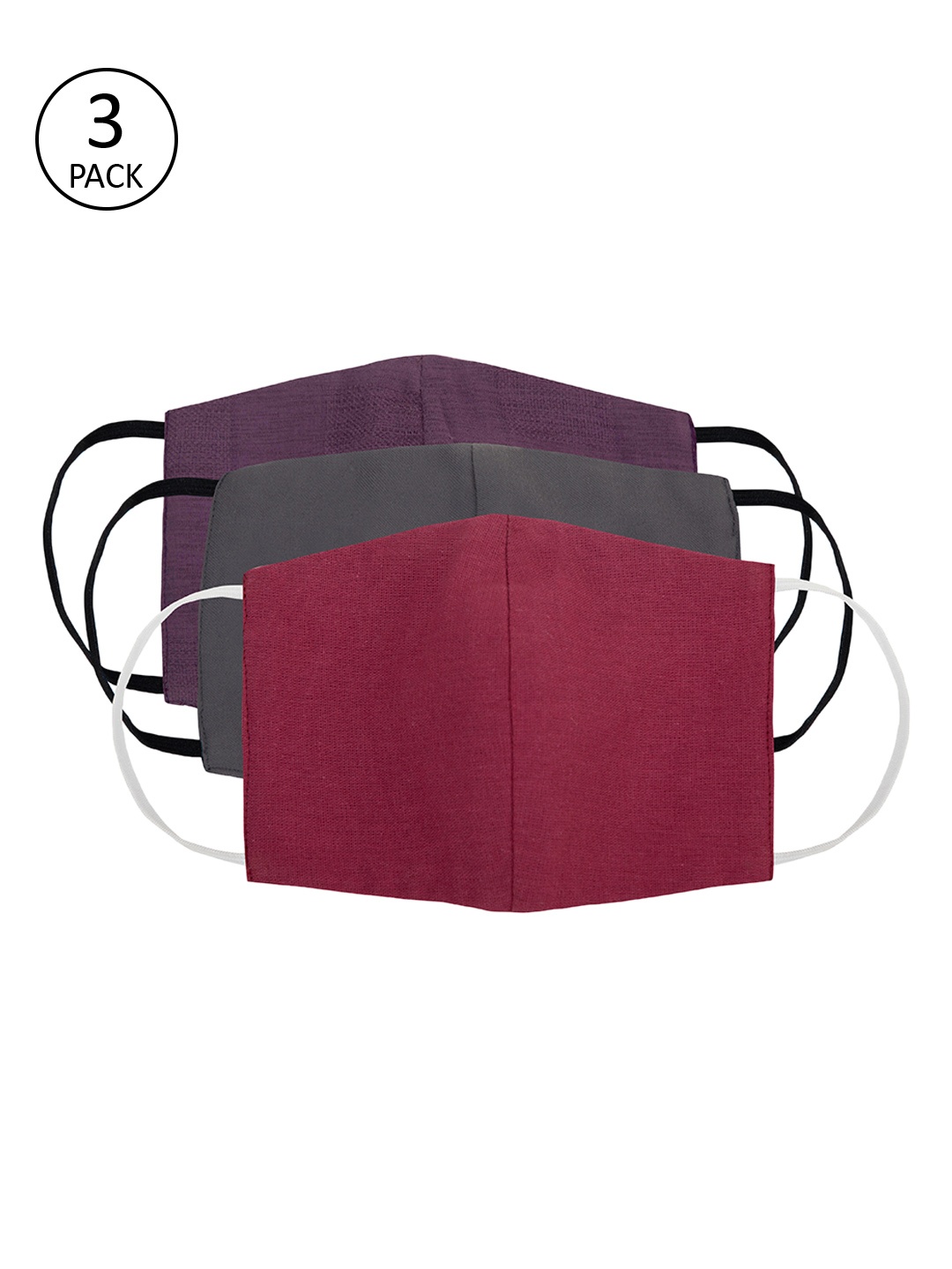 

FabAlley Adults Pack of 3 Reusable 3-Layer Cloth Mask, Magenta