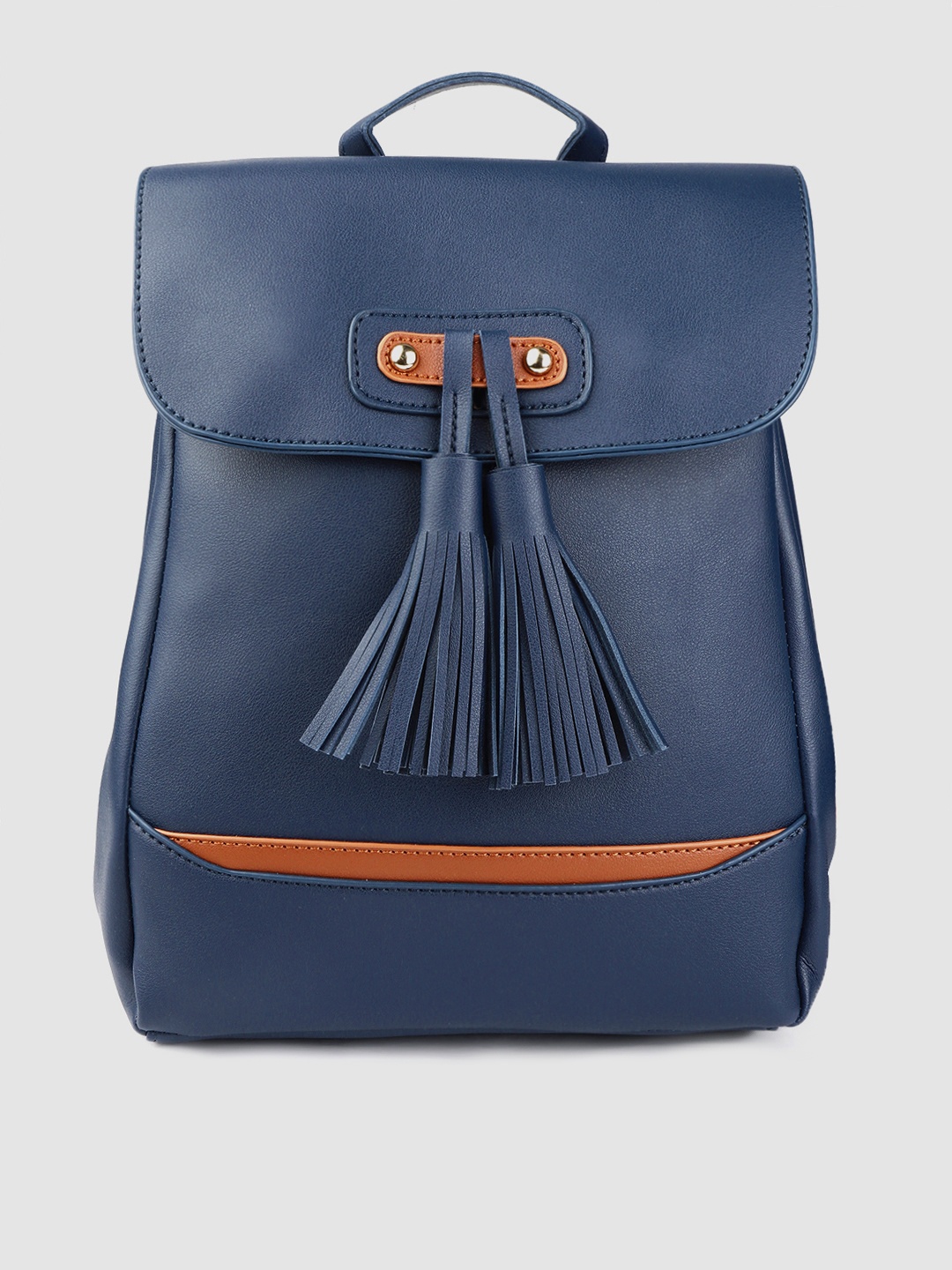 

Mast & Harbour Women Navy Blue Solid Backpack with Tassels