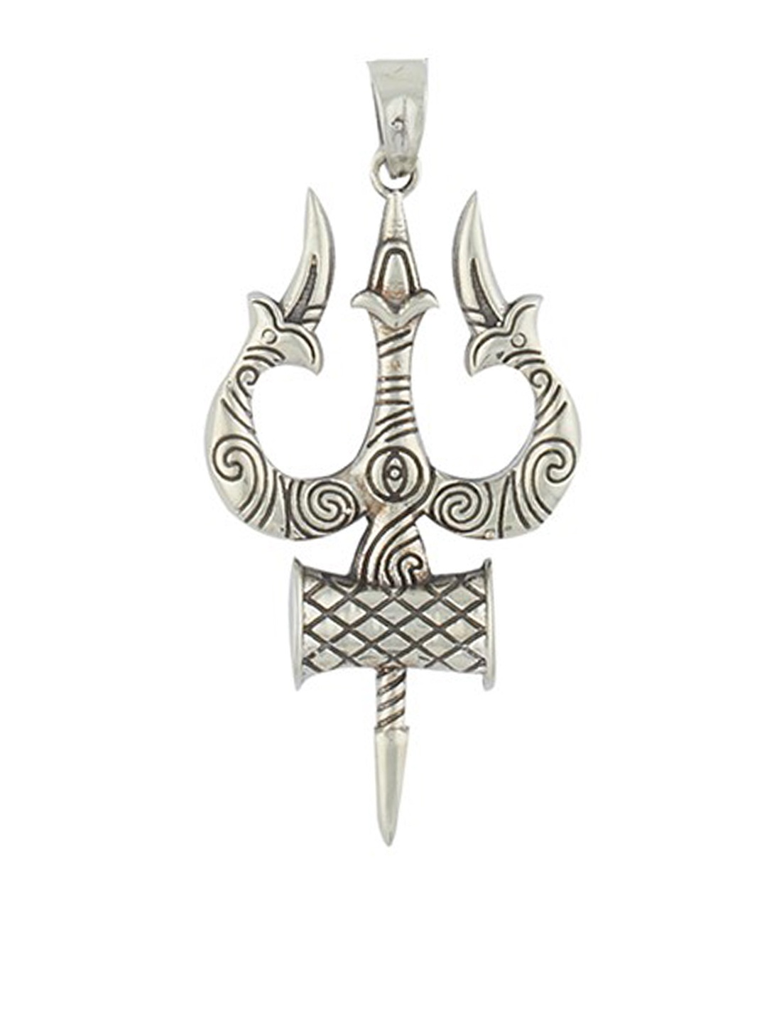 

ahilya Oxidised 92.5 Sterling Silver Shiva Trishul Handcrafted Pendant