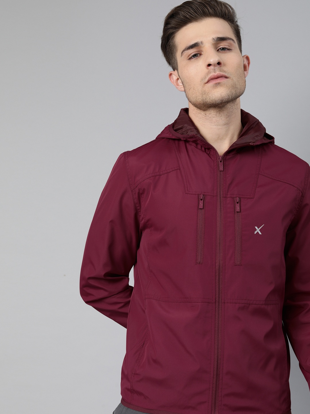 

HRX by Hrithik Roshan Men Burgundy Solid Sporty Jacket