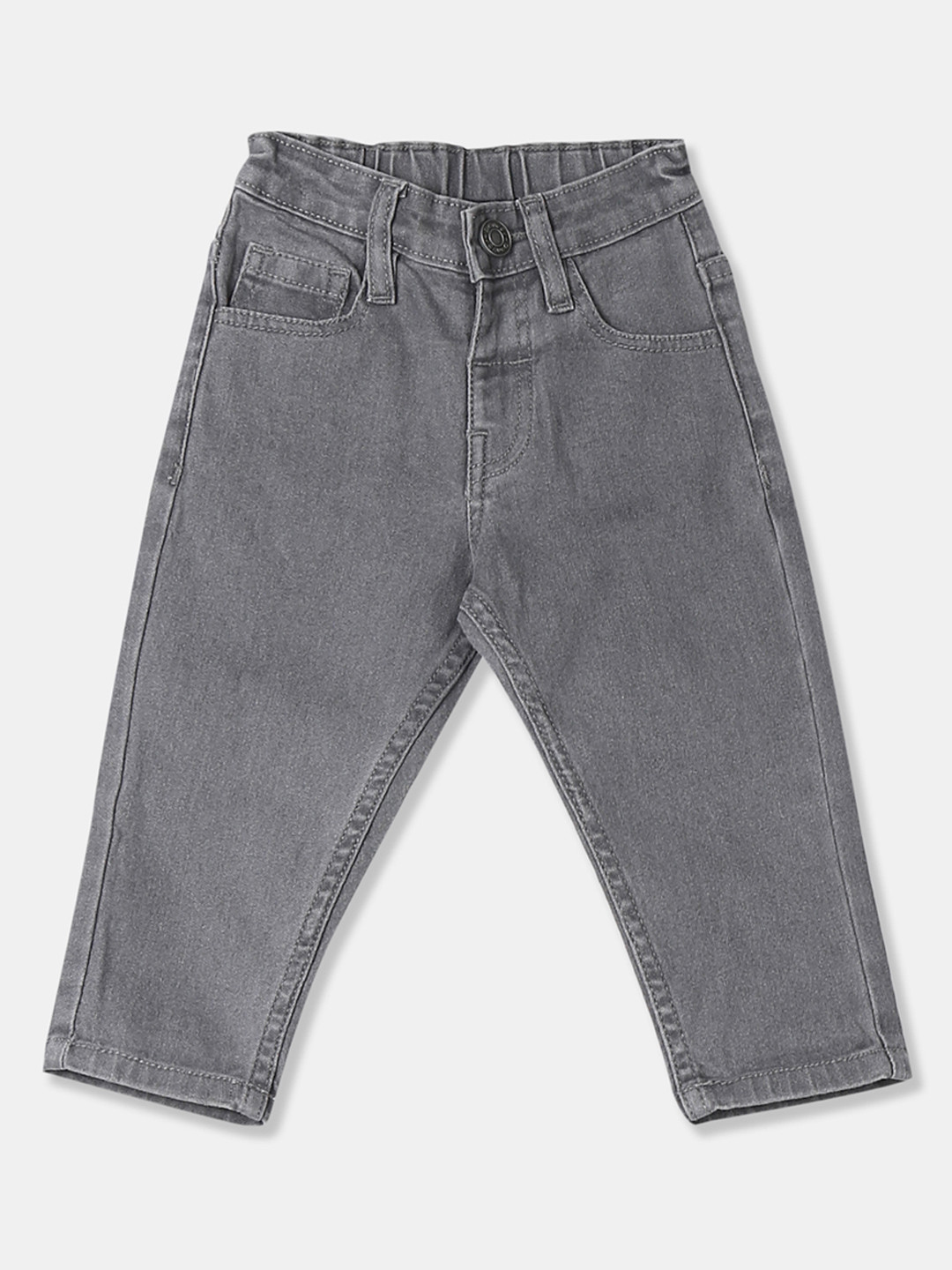 

Donuts Boys Grey Regular Fit Mid-Rise Clean Look Stretchable Jeans