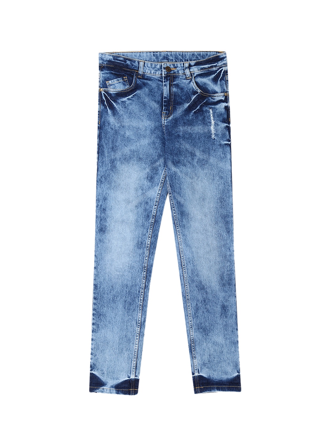 

Cherokee Boys Blue Slim Fit Acid Wash Mid-Rise Low Distress Stretchable Jeans