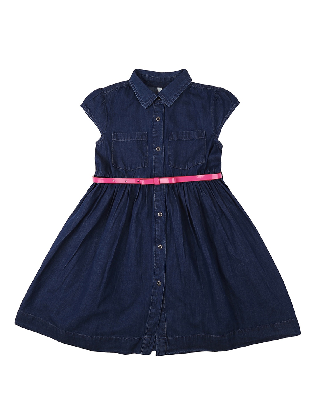 

Pantaloons Junior Girls Navy Blue Solid Shirt Dress