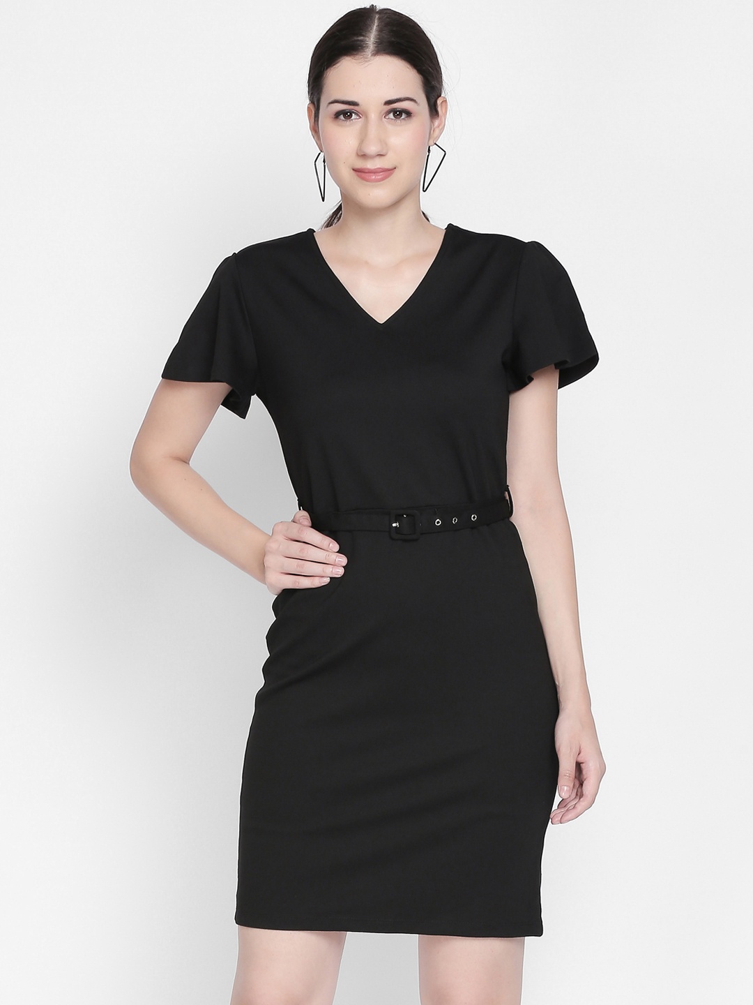 

Annabelle by Pantaloons Women Black Solid Sheath Dress
