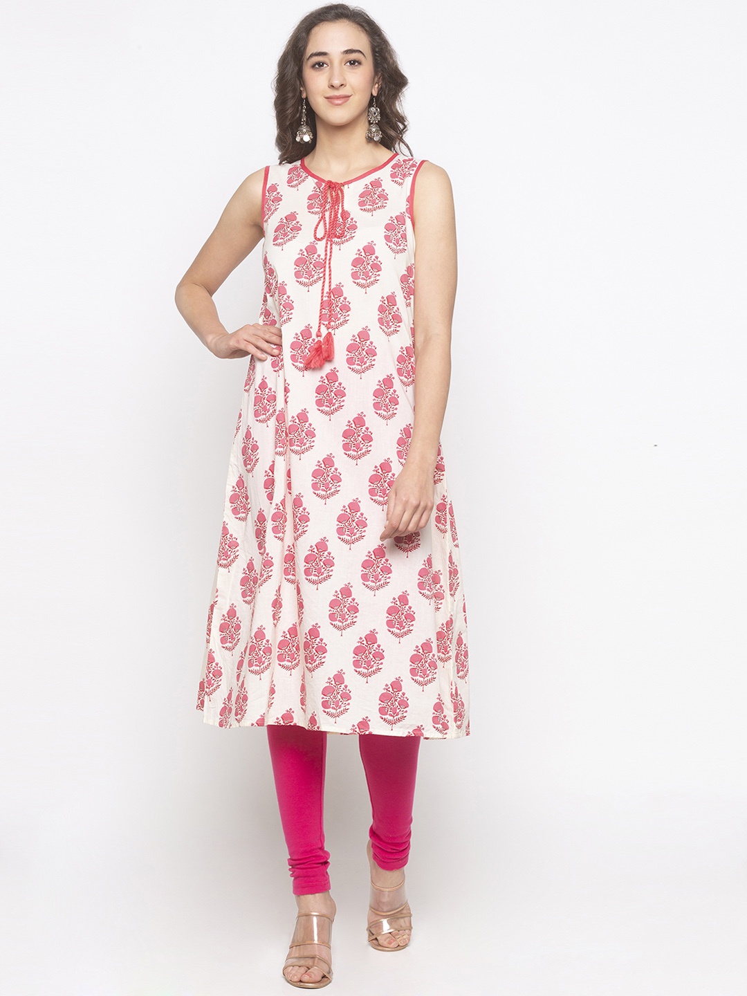 

Globus Women Pink Floral Pure Cotton Print Kurta