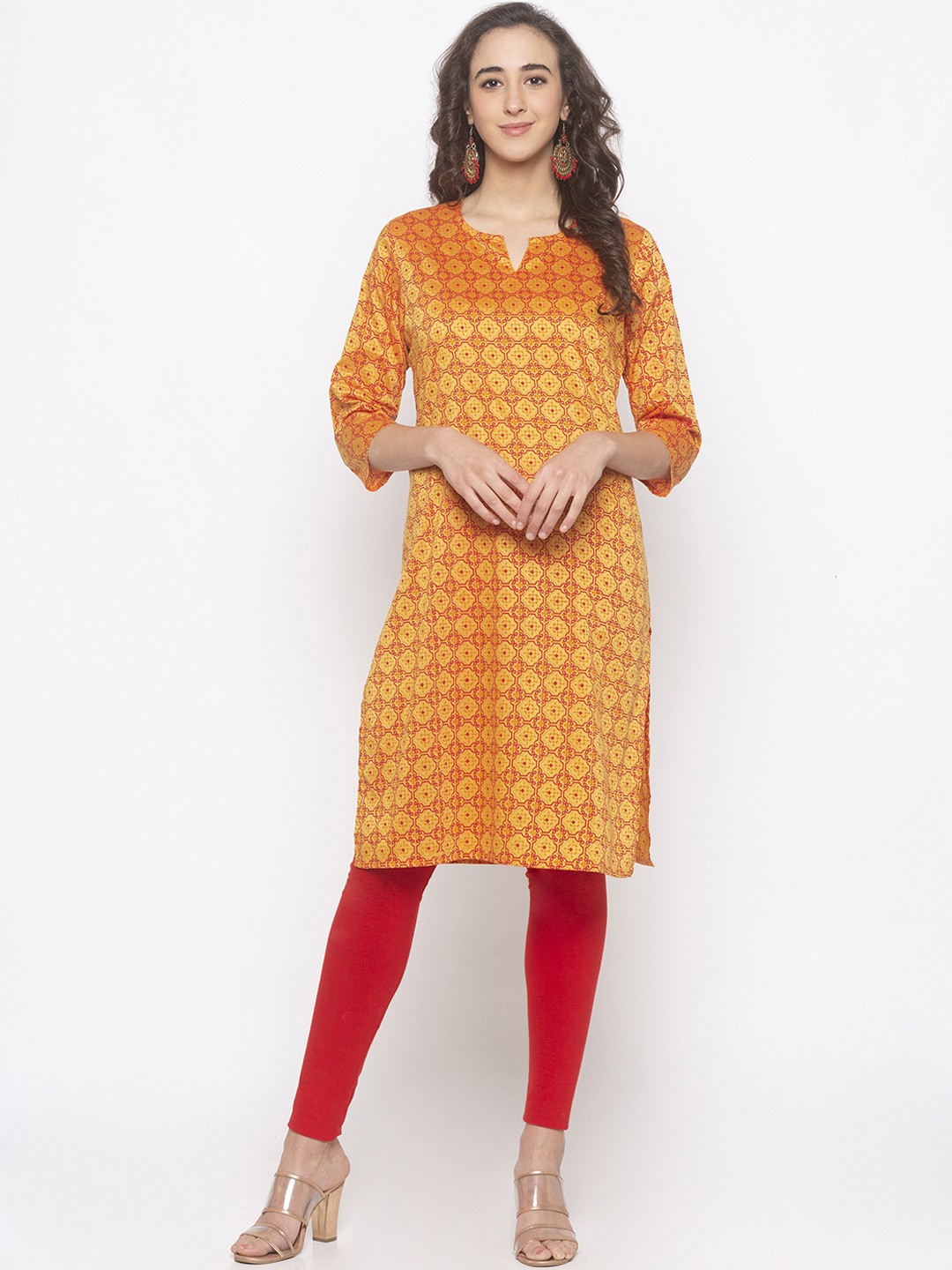 

Globus Women Yellow & Red Printed Kurti