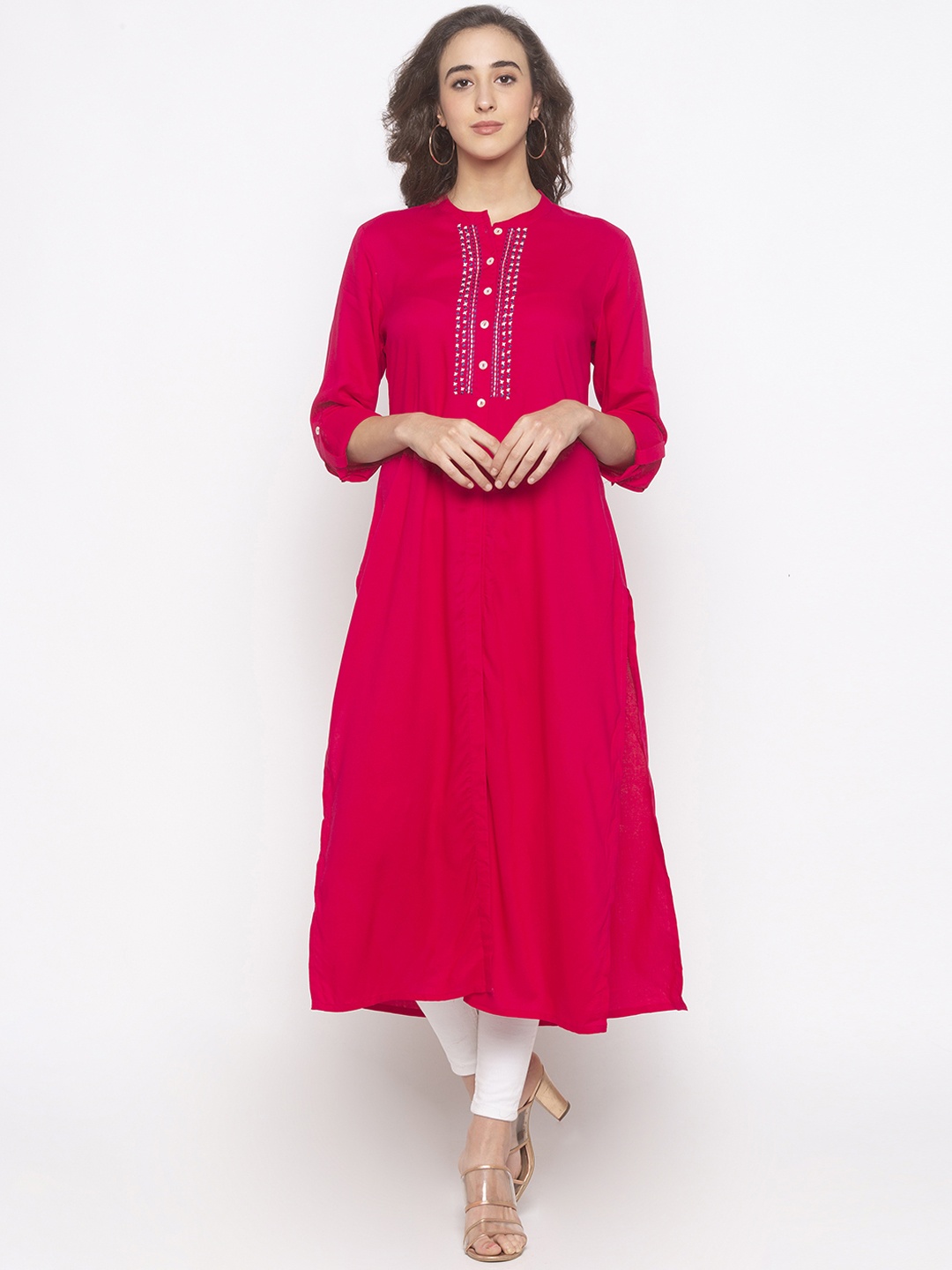 

Globus Women Pink Solid A-Line Kurta