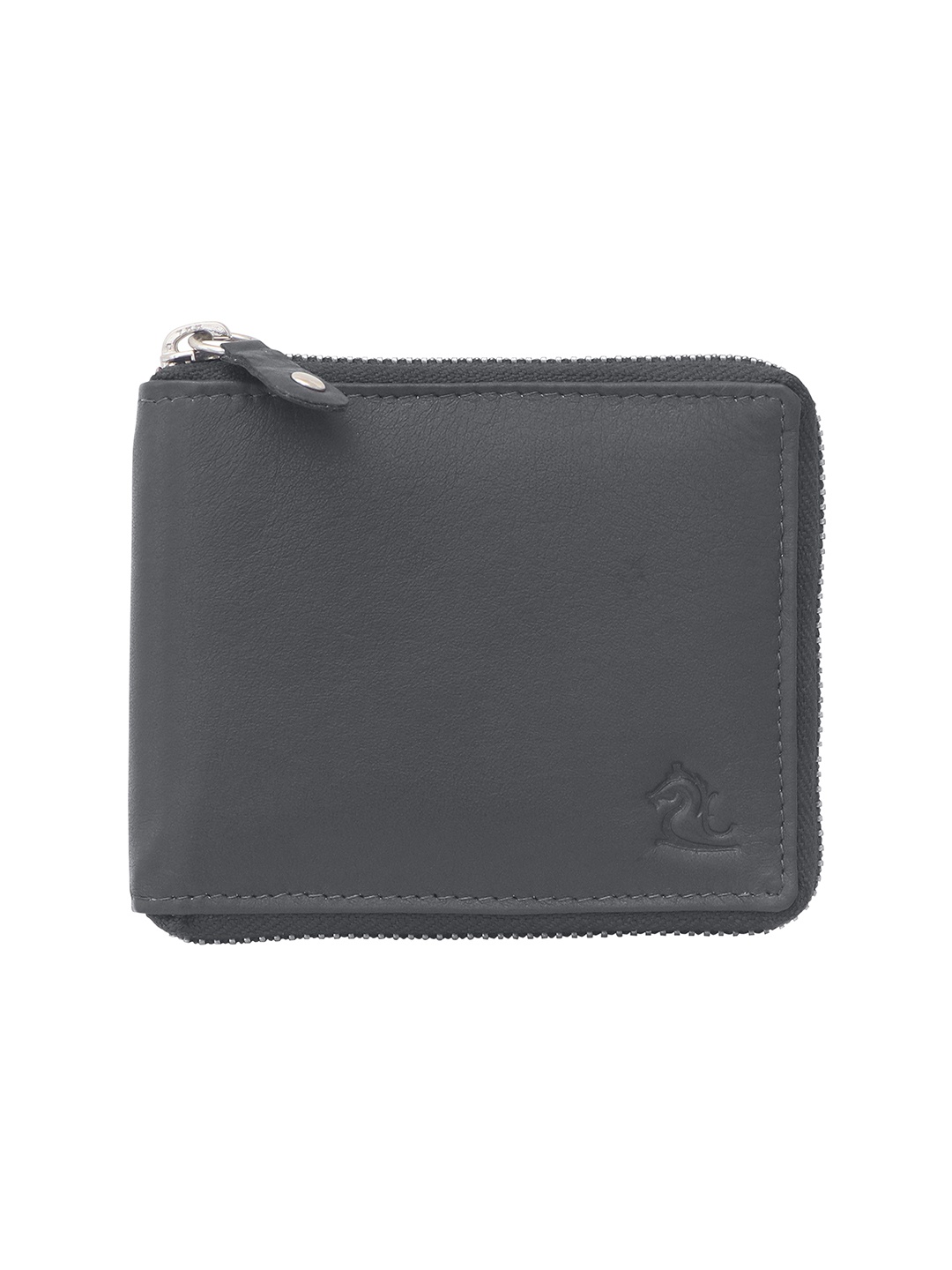 

Kara Men Black Solid Leather Zip Around Wallet