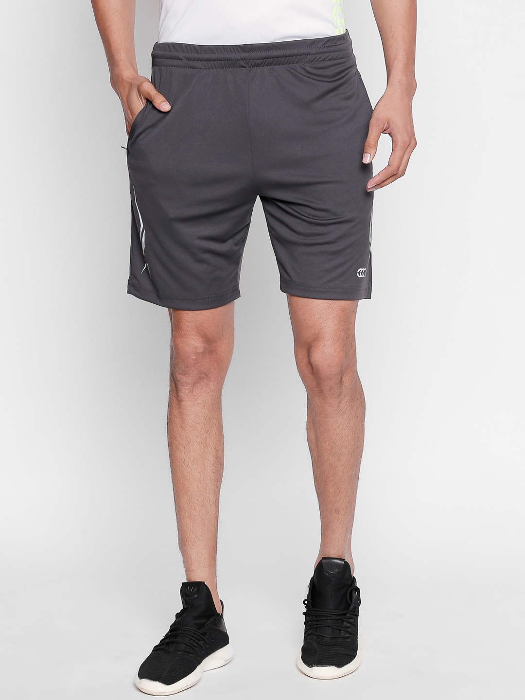 

Ajile by Pantaloons Men Charcoal Grey Solid Slim Fit Sports Shorts