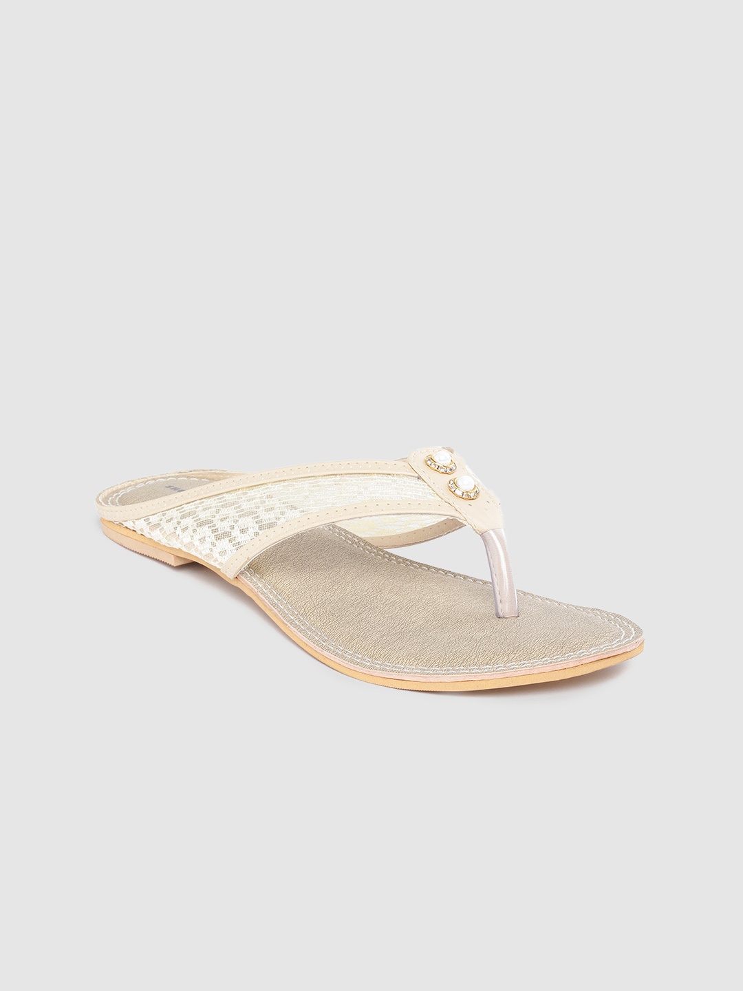 

Shezone Women Cream-Coloured Lace Open Toe Flats