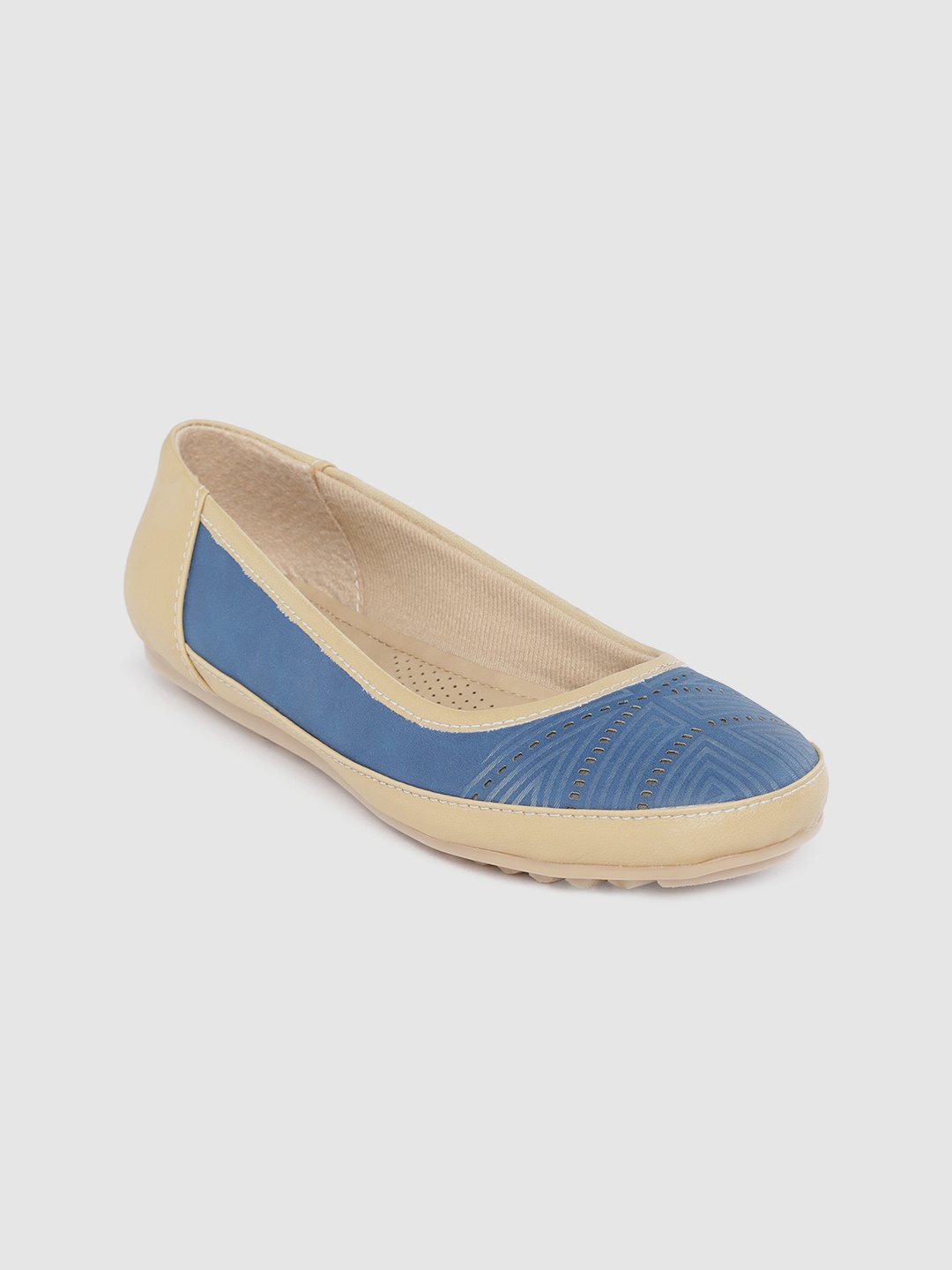 

Shezone Women Navy Blue & Beige Textured Ballerinas