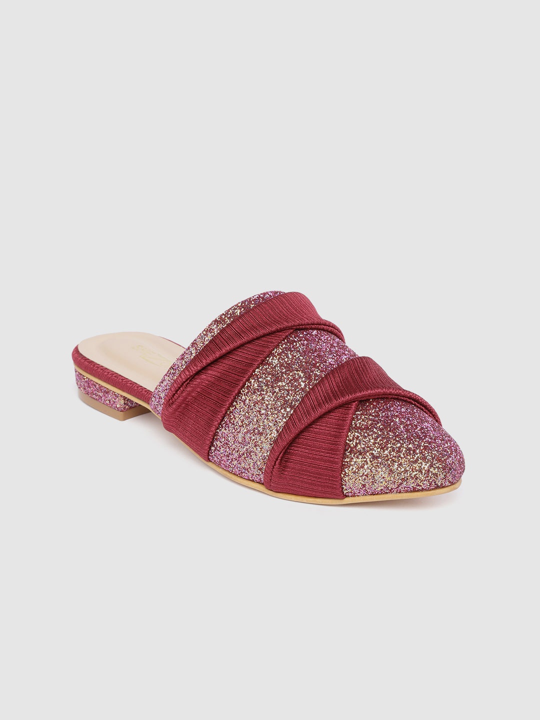 

Shezone Women Maroon Glitter Mules