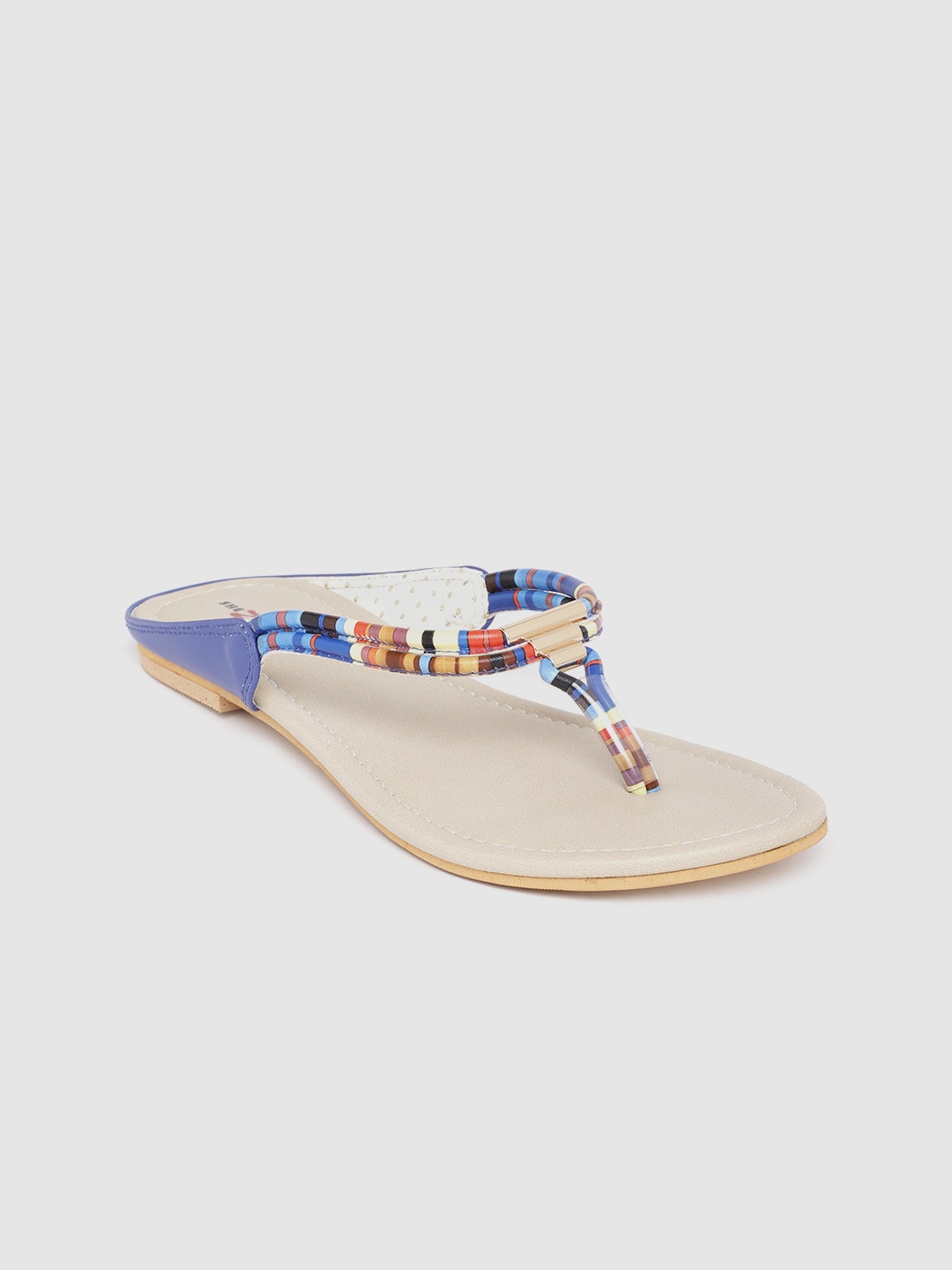 

Shezone Women Blue Striped Open Toe Flats