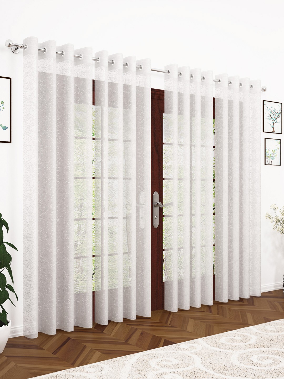 Story@home White Set of 4 200GSM Sheer Semi Door Curtains