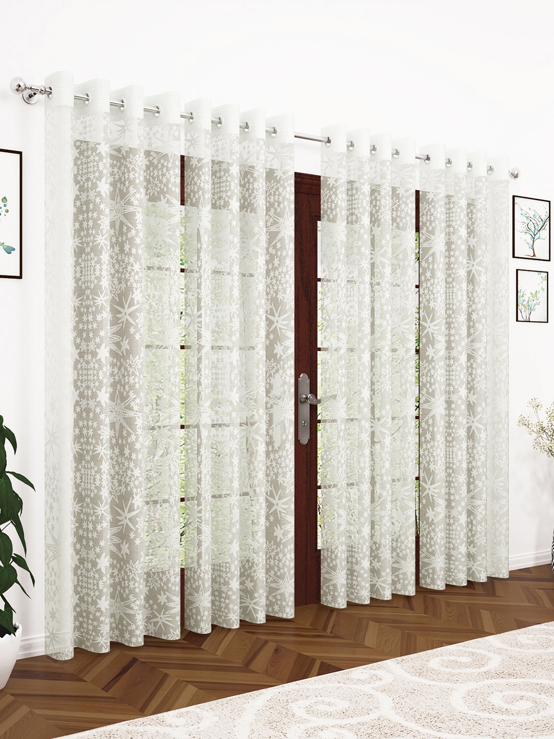 

Story@home White Set of 4 200GSM Sheer Door Curtains