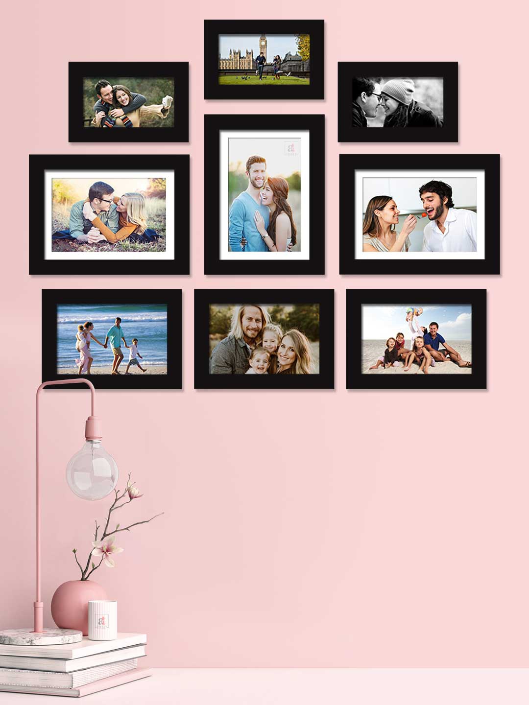 

Art Street Set Of 9 Black Solid Individual Photo Frames
