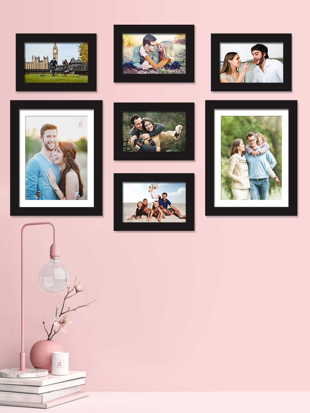 

Art Street Set Of 7 Black Solid Individual Photo Frames