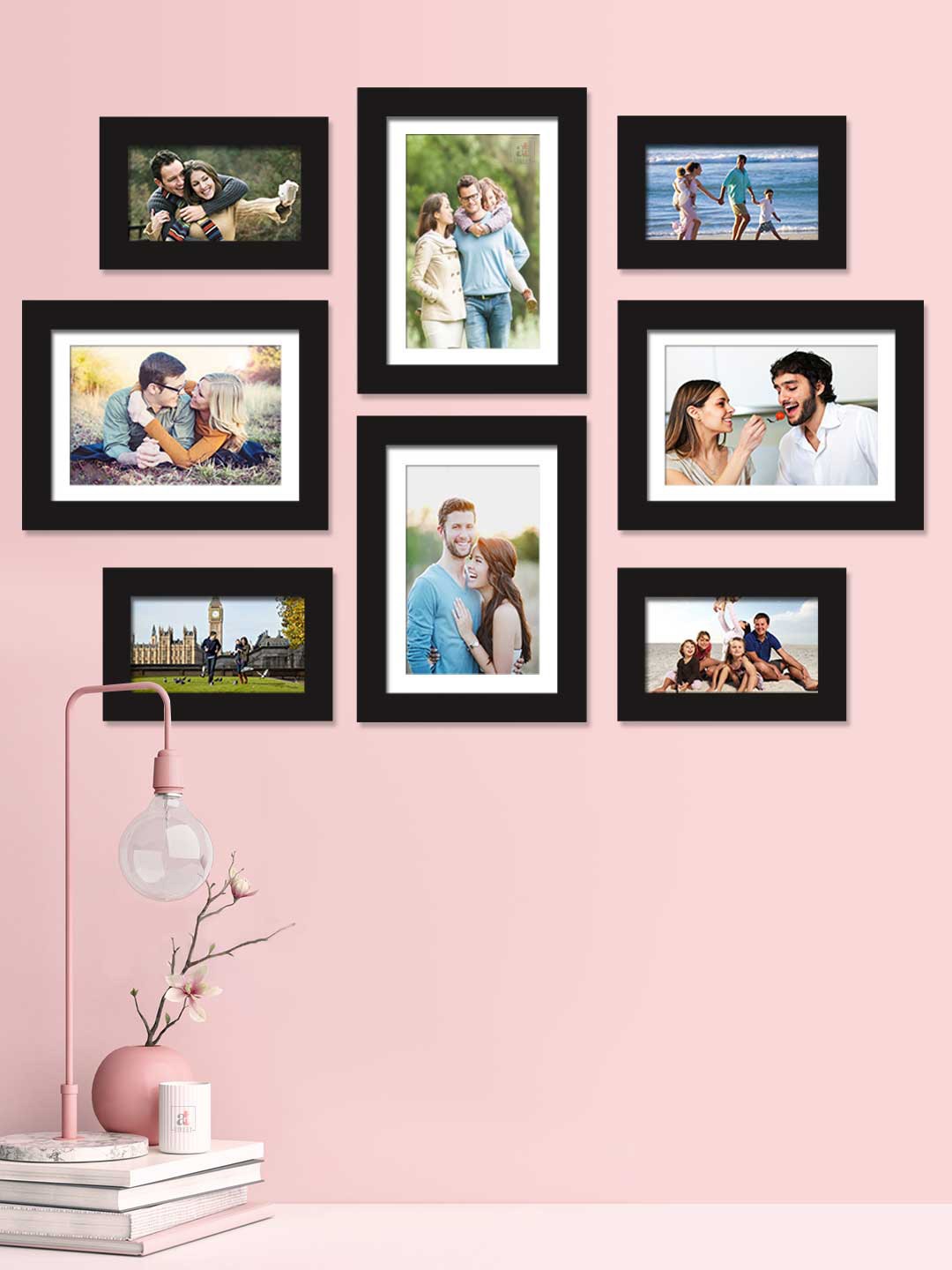 

Art Street Set Of 8 Black Solid Individual Photo Frames