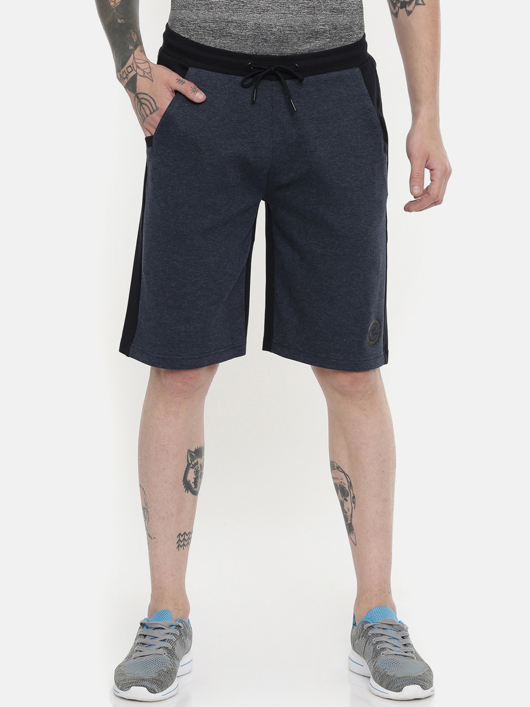 

Proline Active Men Navy Blue & Black Colourblocked Regular Fit Sports Shorts