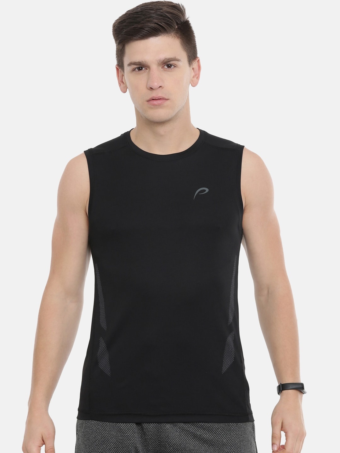 

Proline Active Men Black Solid Round Neck T-shirt