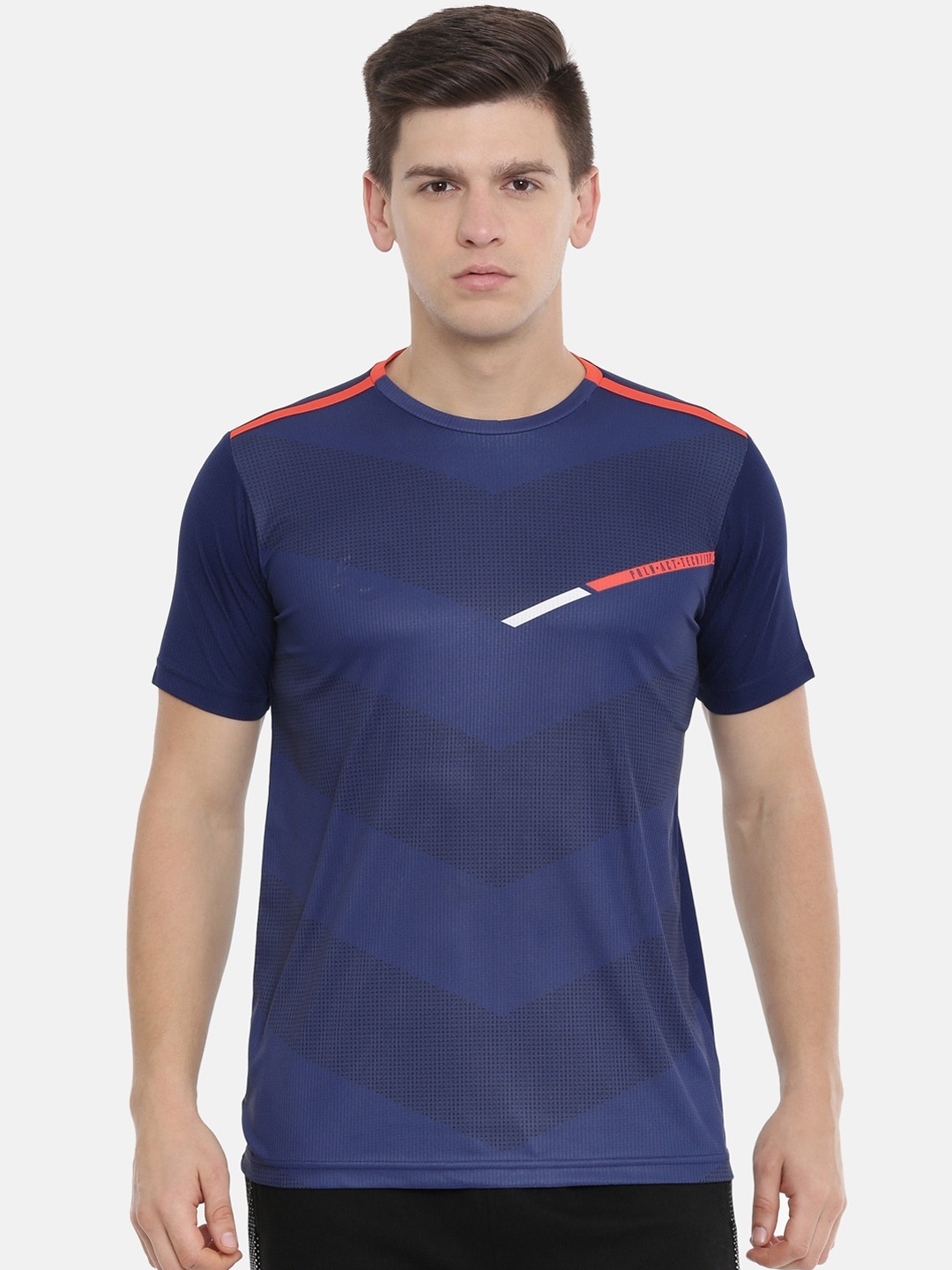 

Proline Active Men Navy Blue Printed Cool Max Round Neck T-shirt
