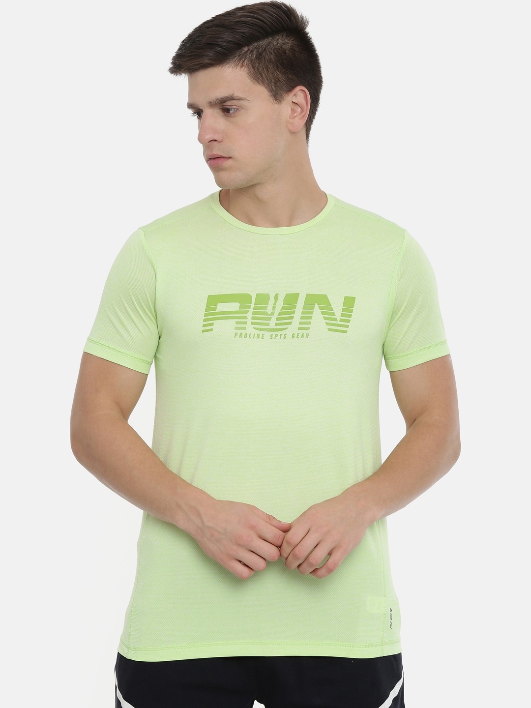 

Proline Active Men Green Printed Round Neck T-shirt