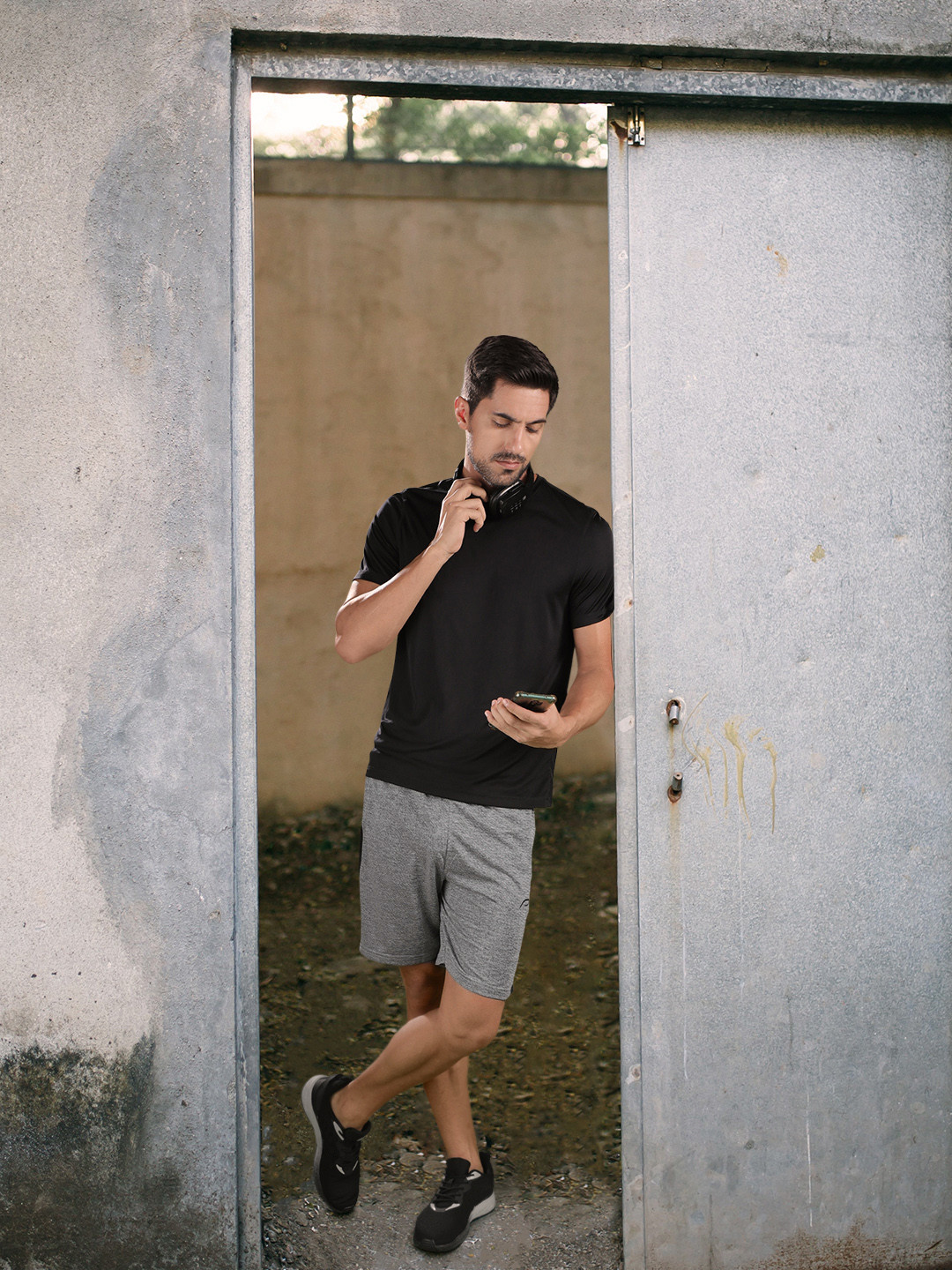 

Proline Active Men Grey Melange Self Design Regular Fit Sports Shorts