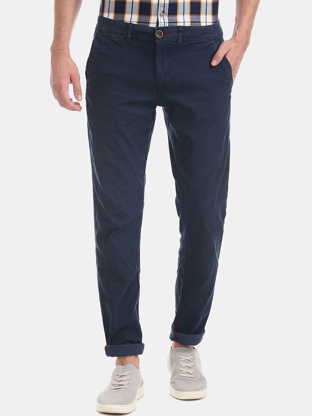 

Cherokee Men Navy Blue Slim Fit Solid Regular Trousers