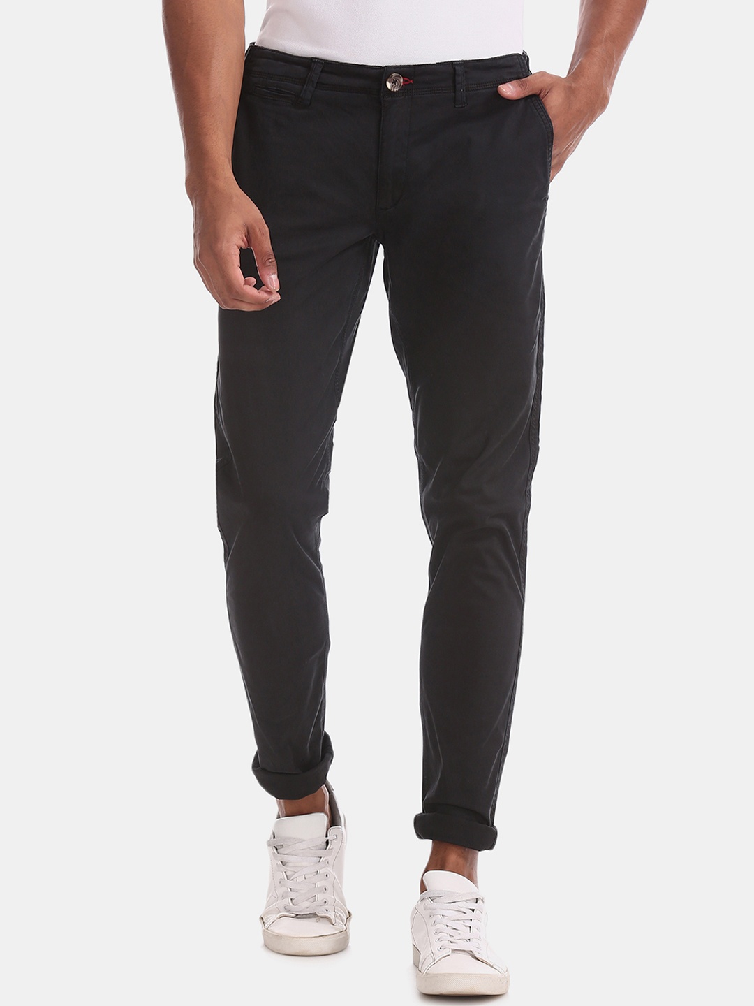 

Cherokee Men Black Slim Fit Solid Regular Trousers